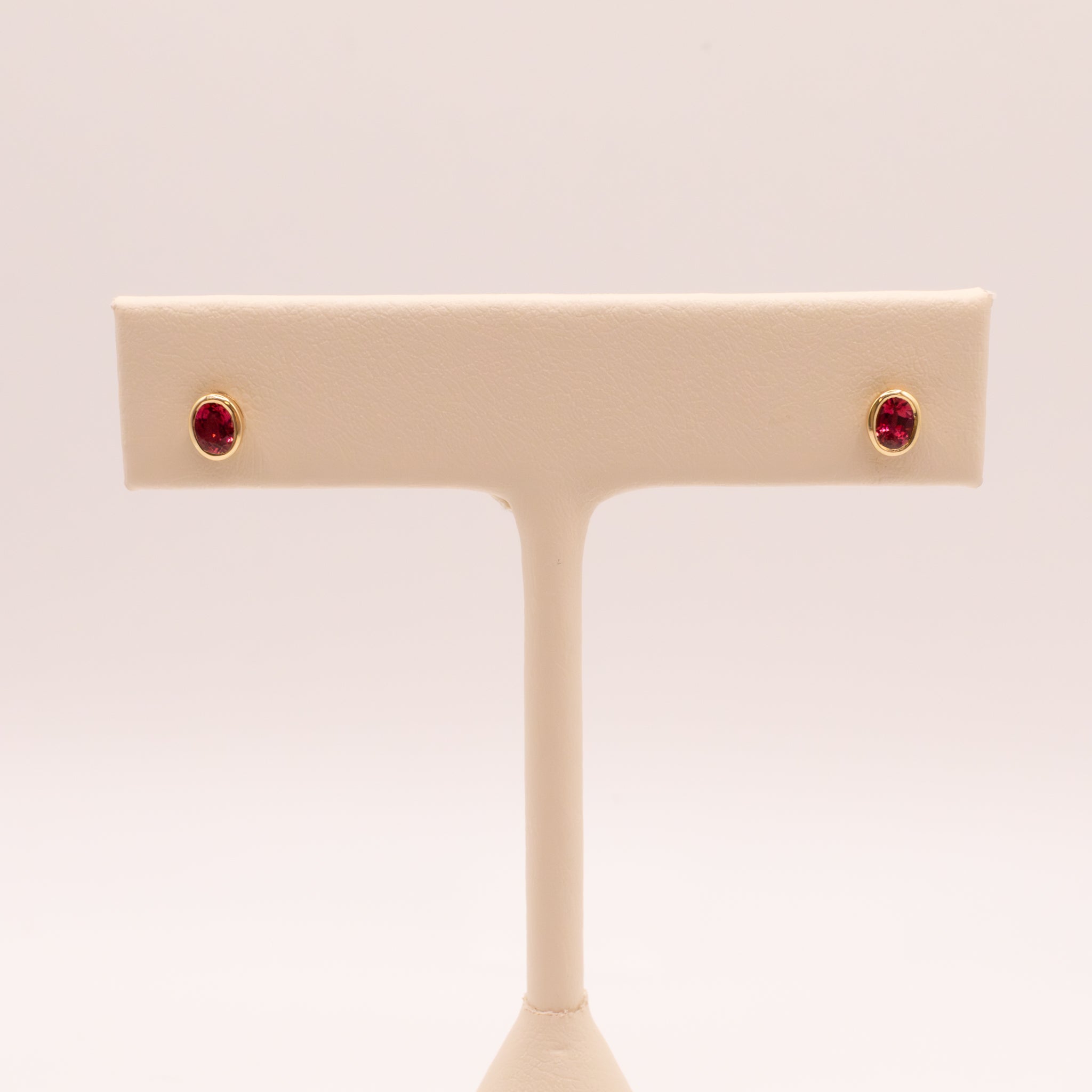 14KYG Ruby Bezel Set Studs