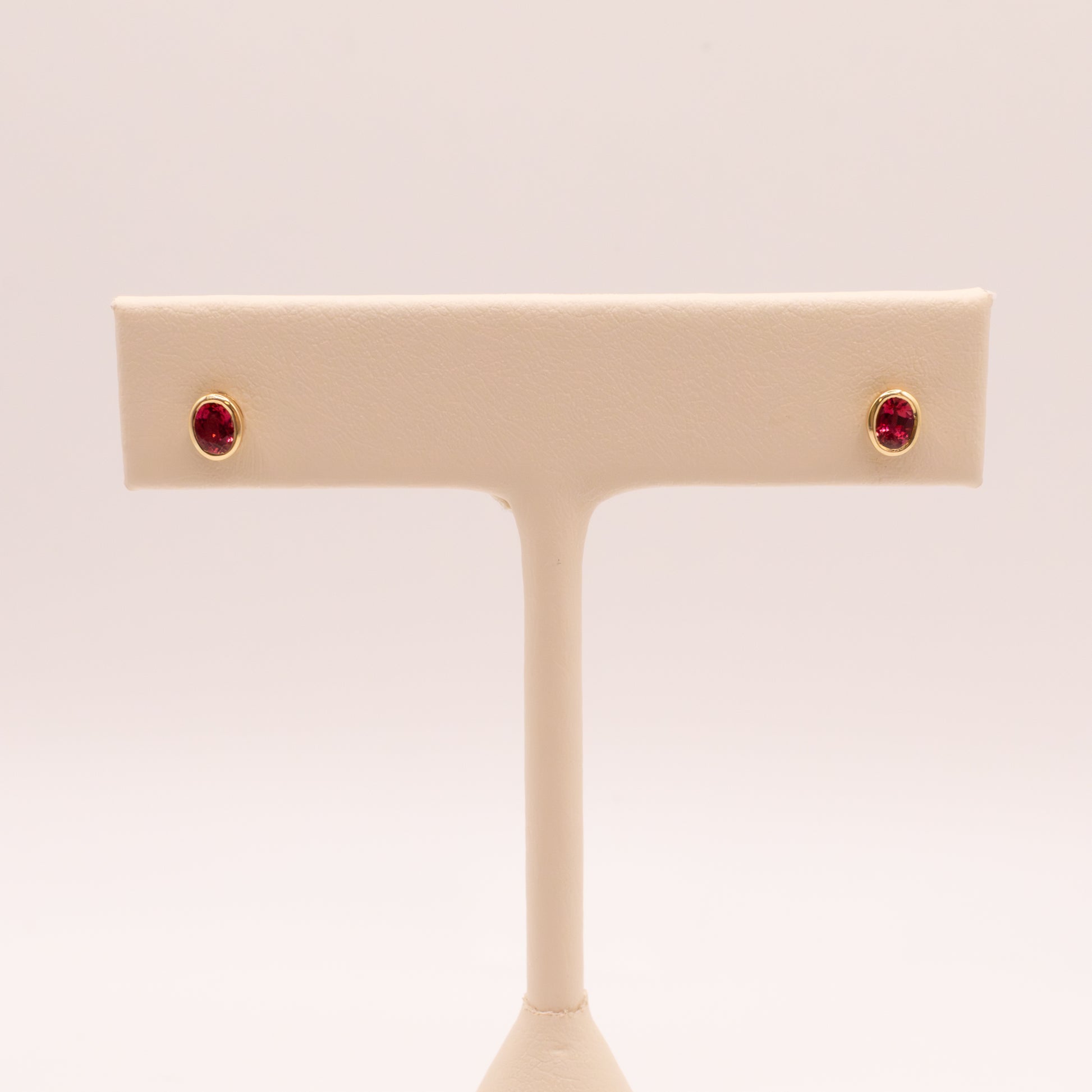 14KYG Ruby Bezel Set Studs