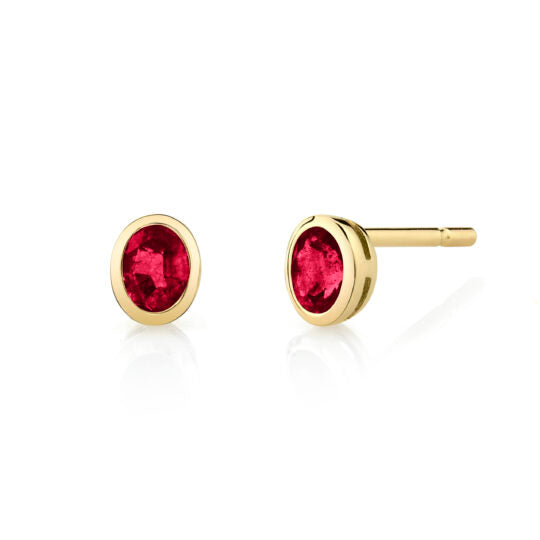 14KYG Ruby Bezel Set Studs