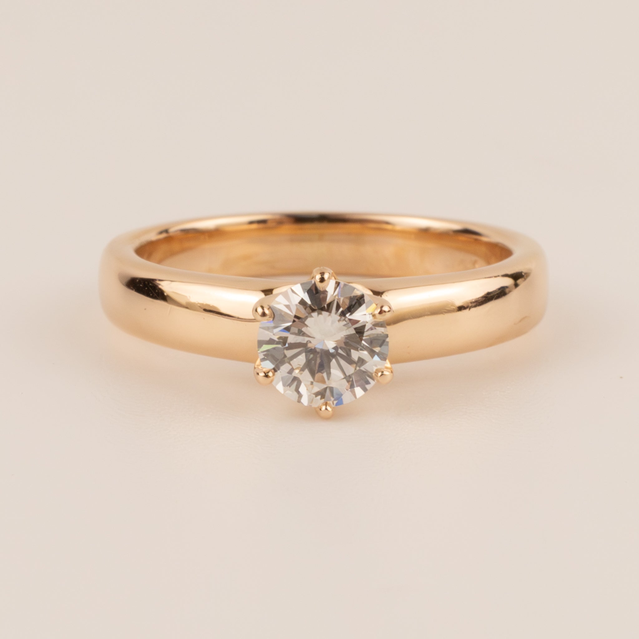 14KRG Round Diamond 0.45ct Solitaire Engagement Ring