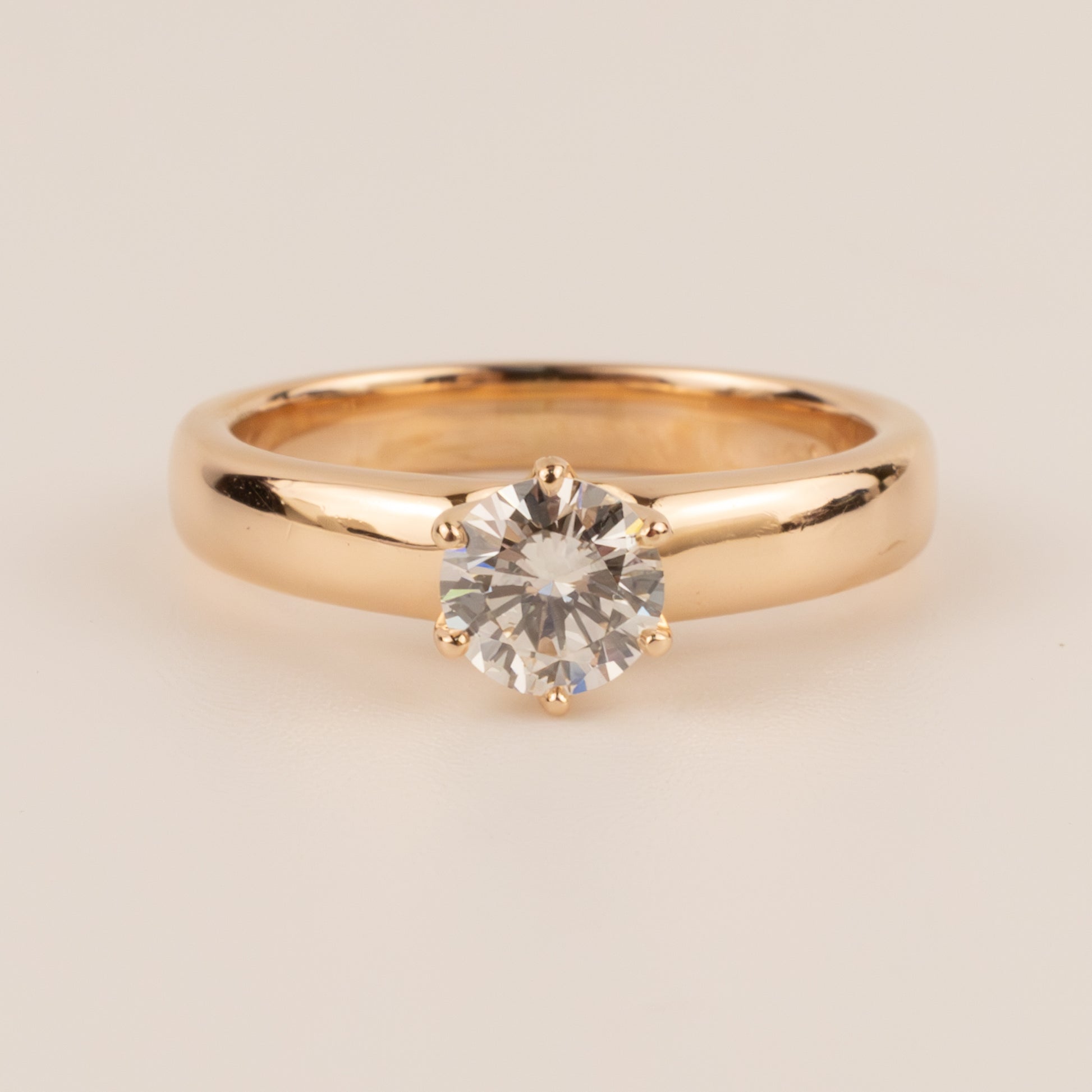 14KRG Round Diamond 0.45ct Solitaire Engagement Ring