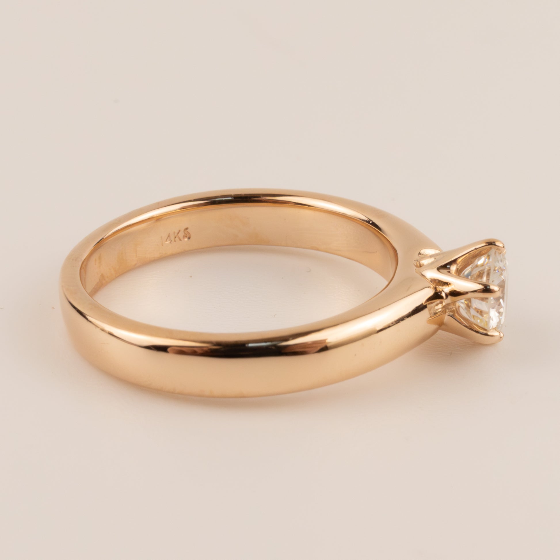 14KRG Round Diamond 0.45ct Solitaire Engagement Ring