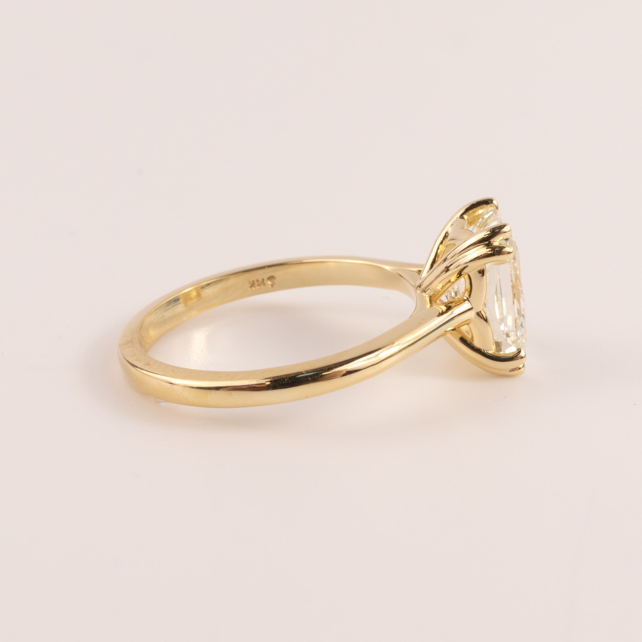 14KYG Radiant Diamond 2.18ct Solitaire Engagement Ring