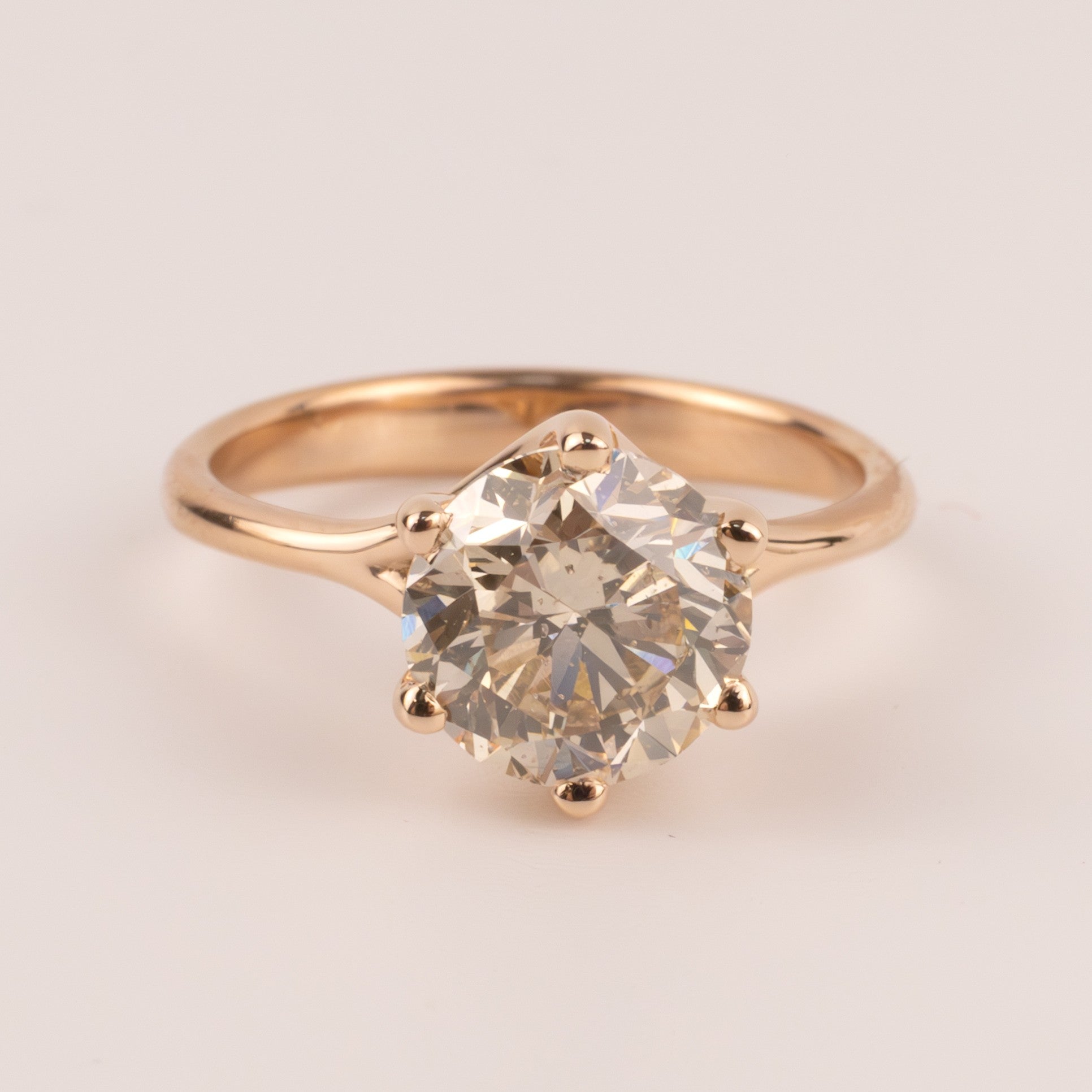14KRG Round Diamond 2.31ct Solitaire Engagement Ring