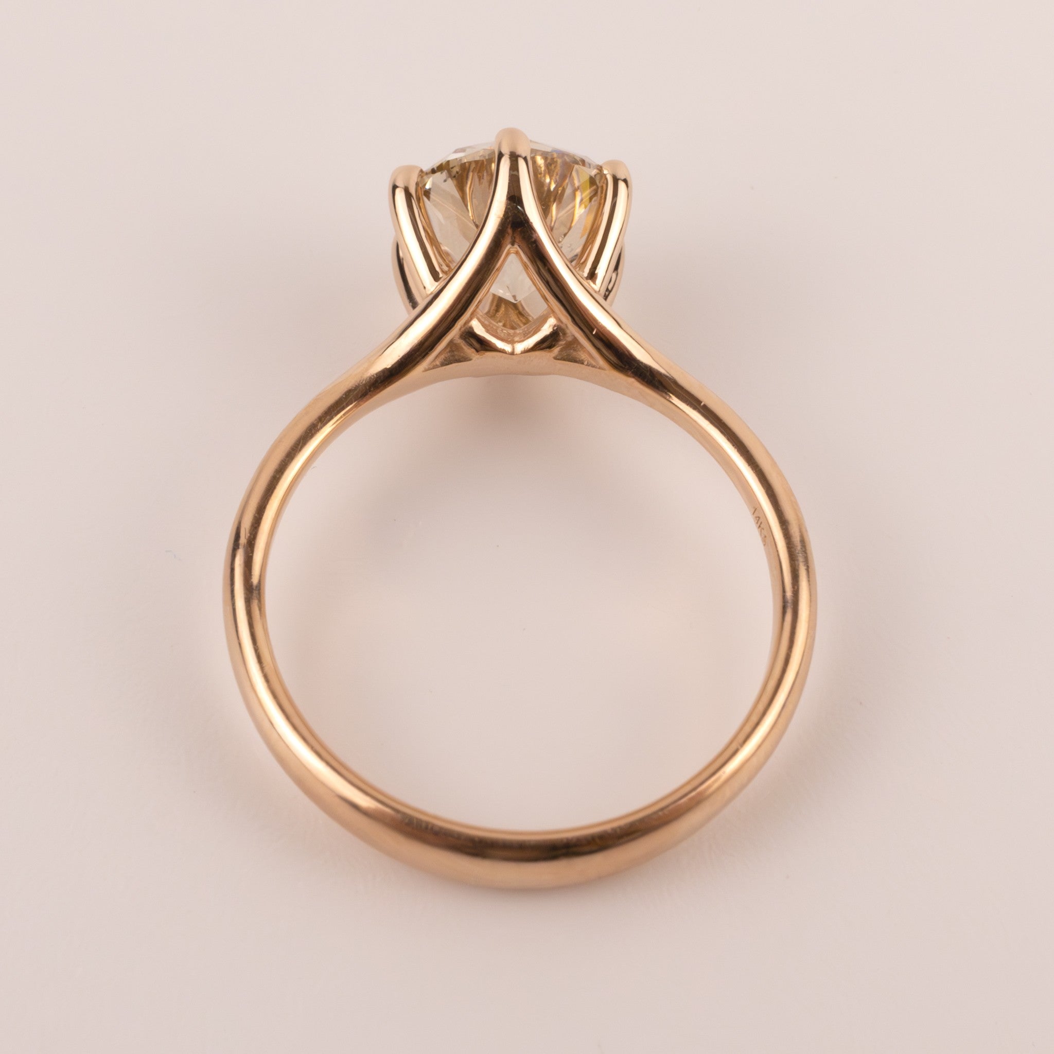 14KRG Round Diamond 2.31ct Solitaire Engagement Ring