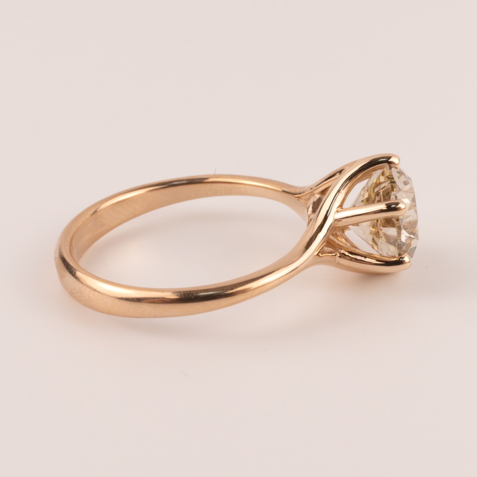 14KRG Round Diamond 2.31ct Solitaire Engagement Ring