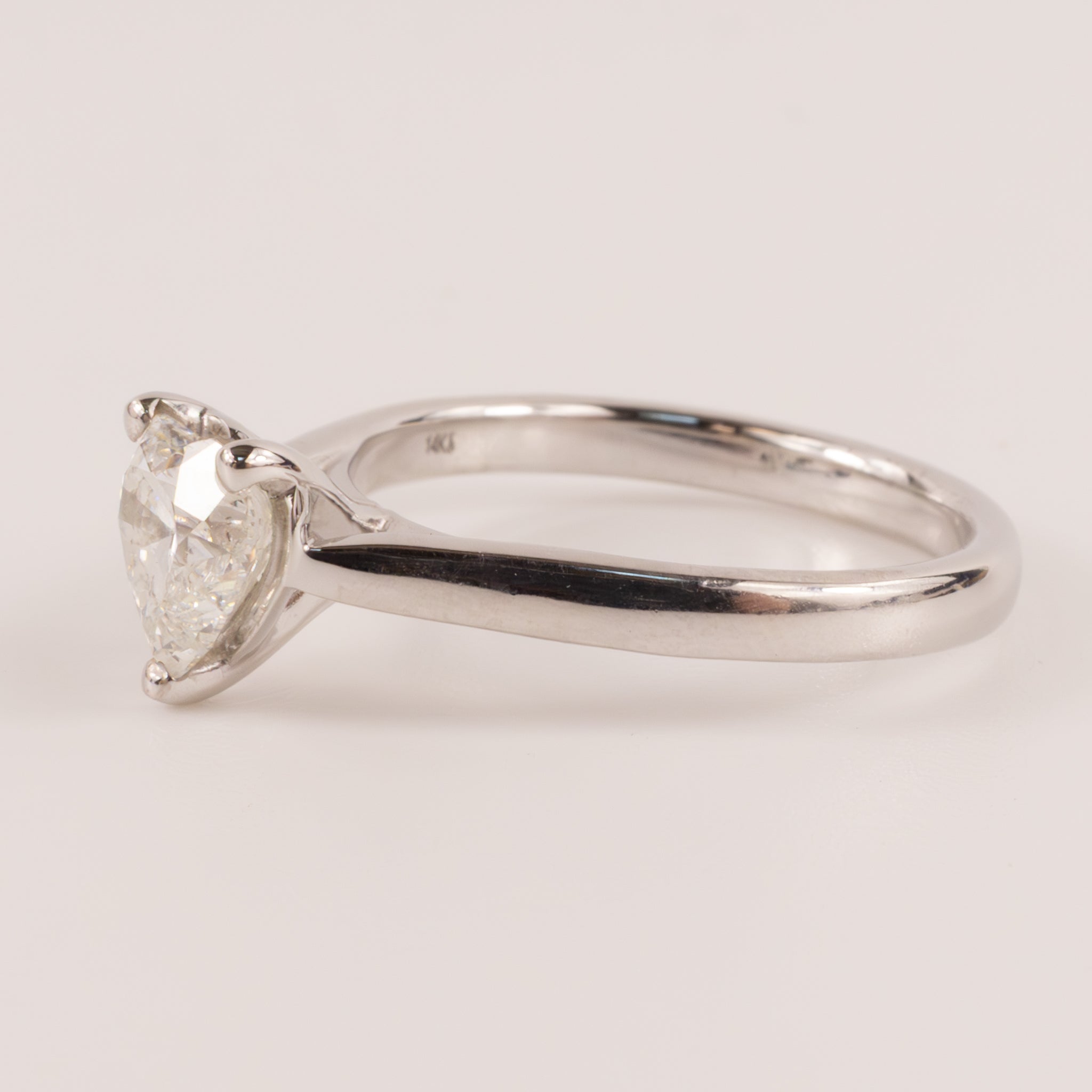 14KWG Solitaire Heart 1.04ct Diamond Ring