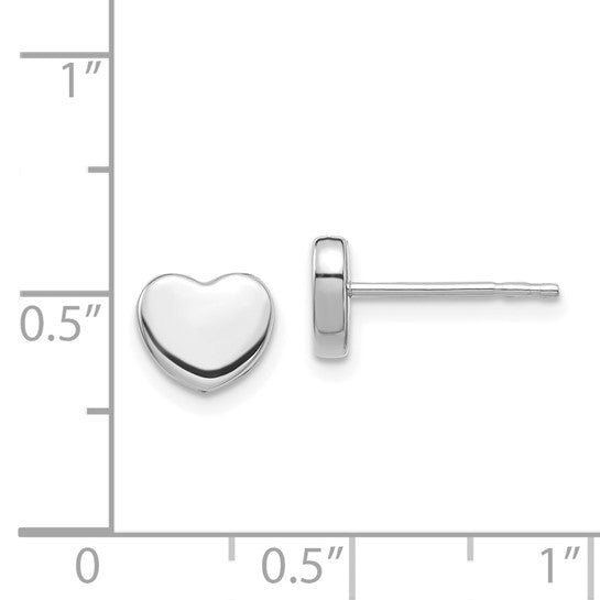 14KWG Polished Flat Heart Stud Earrings