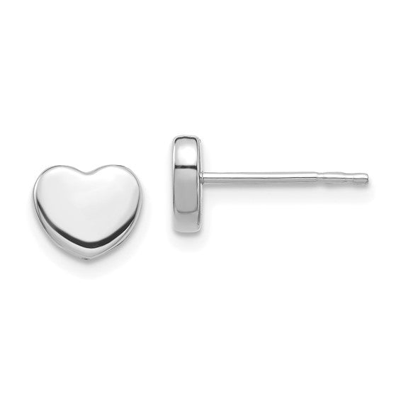 14KWG Polished Flat Heart Stud Earrings