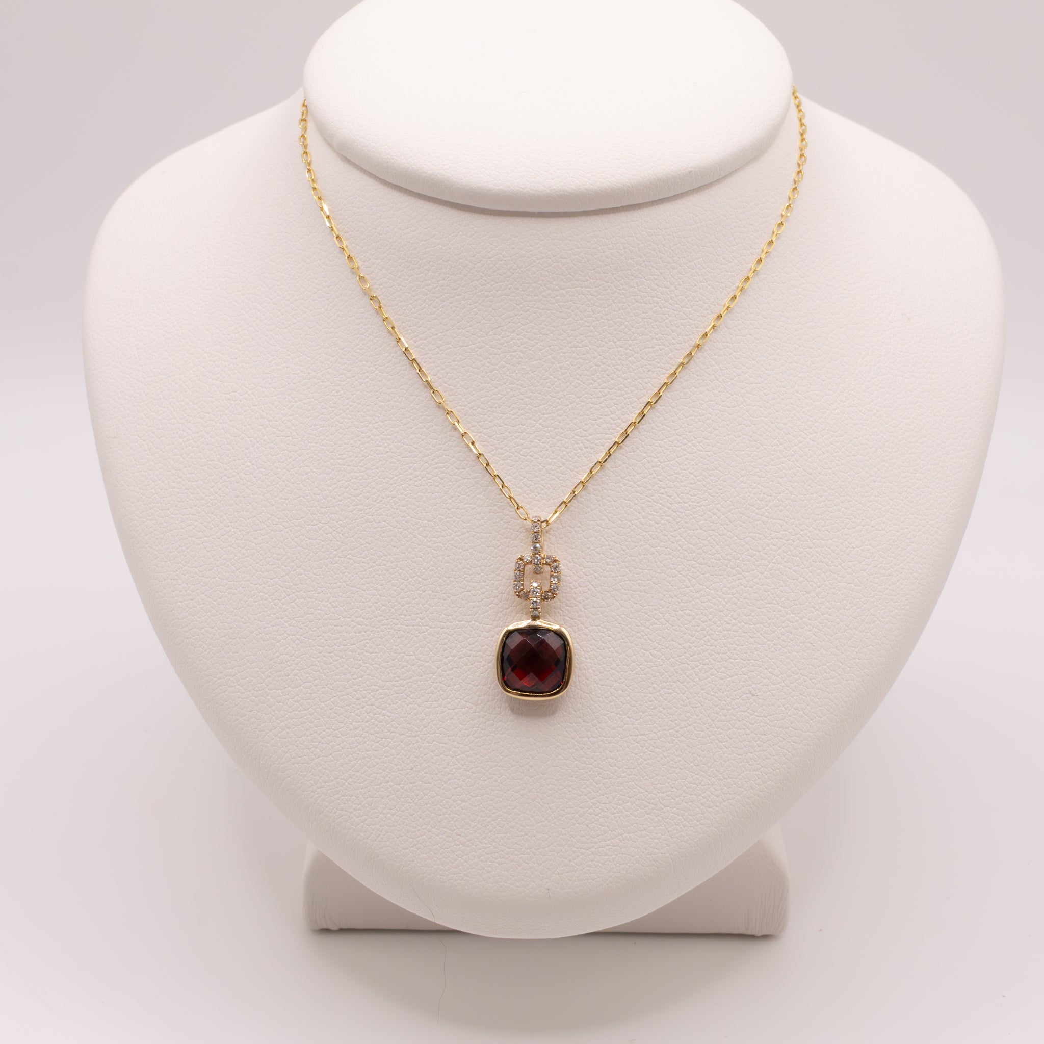 14KYG Garnet and Diamond Geometric Necklace