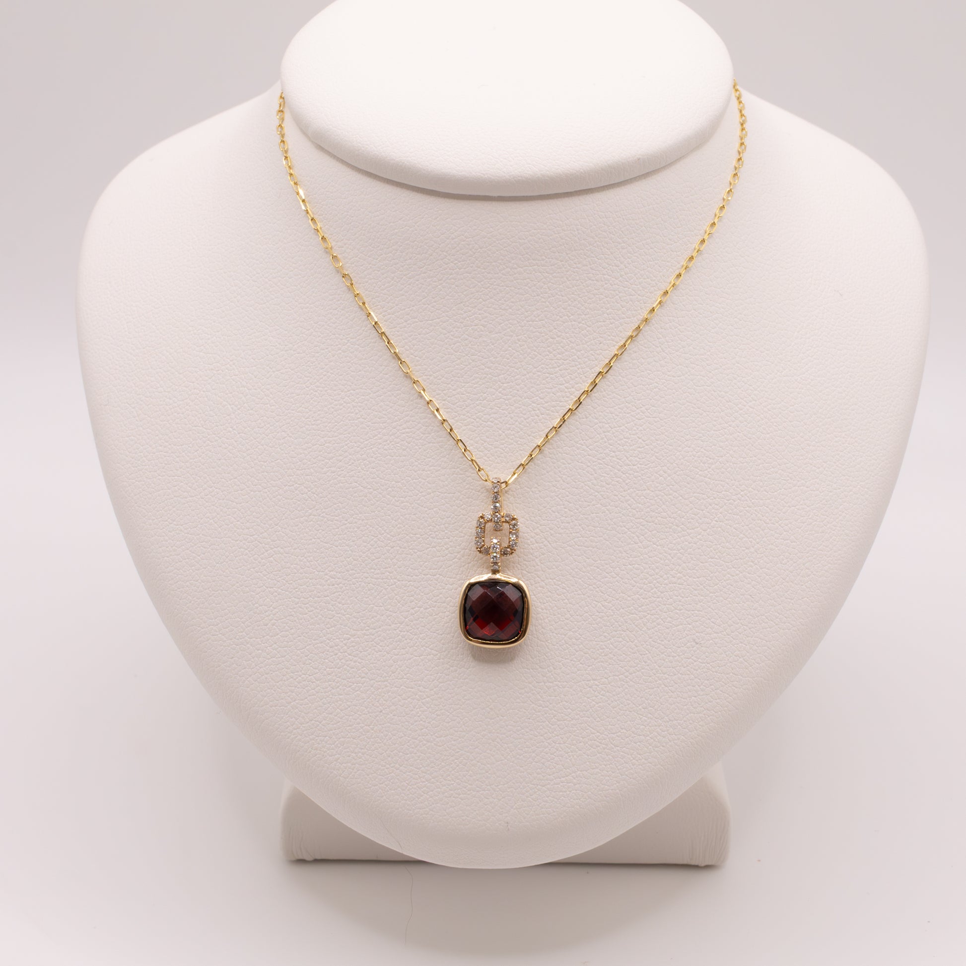 14KYG Garnet and Diamond Geometric Necklace