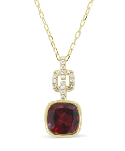14KYG Garnet and Diamond Geometric Necklace