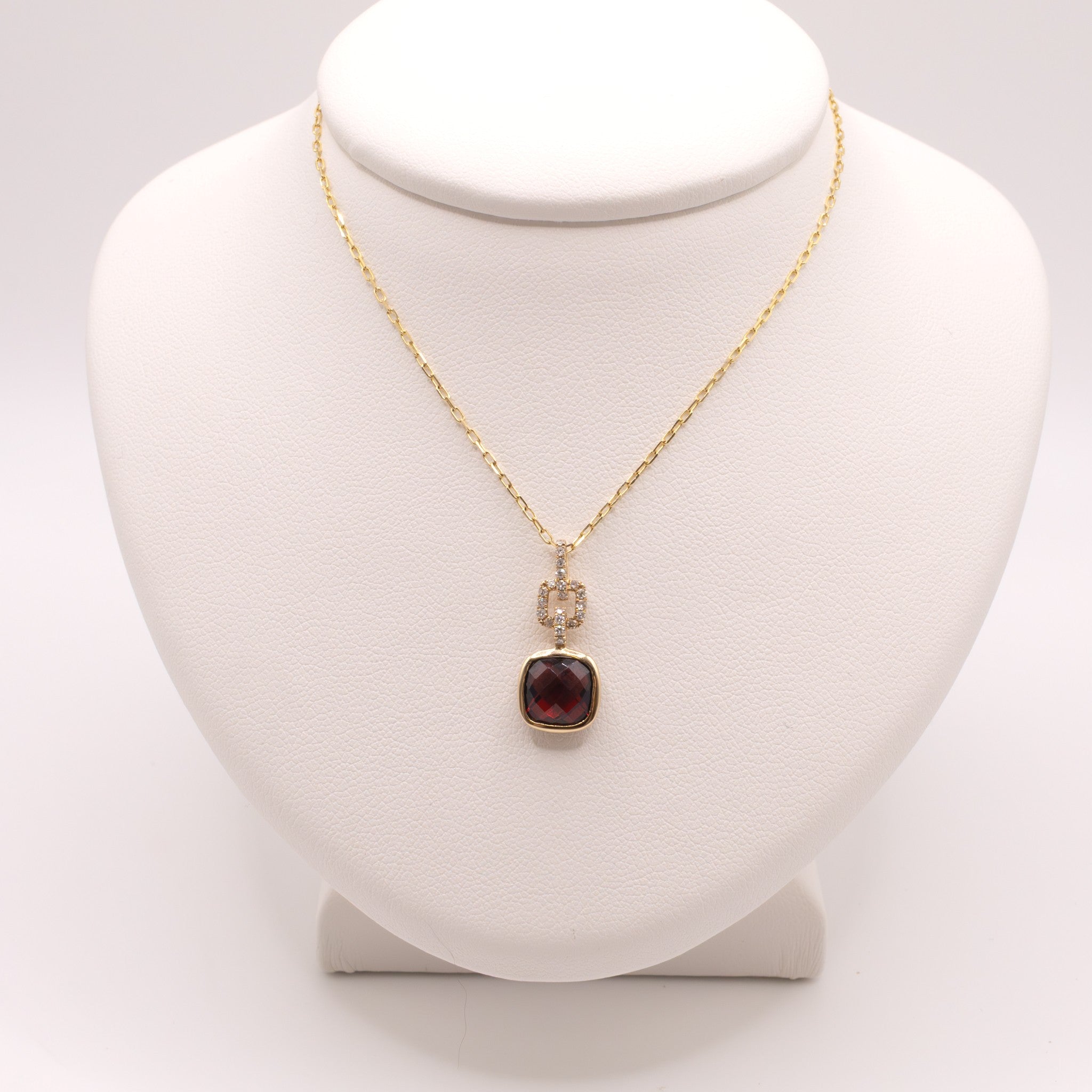 14KYG Garnet and Diamond Geometric Necklace
