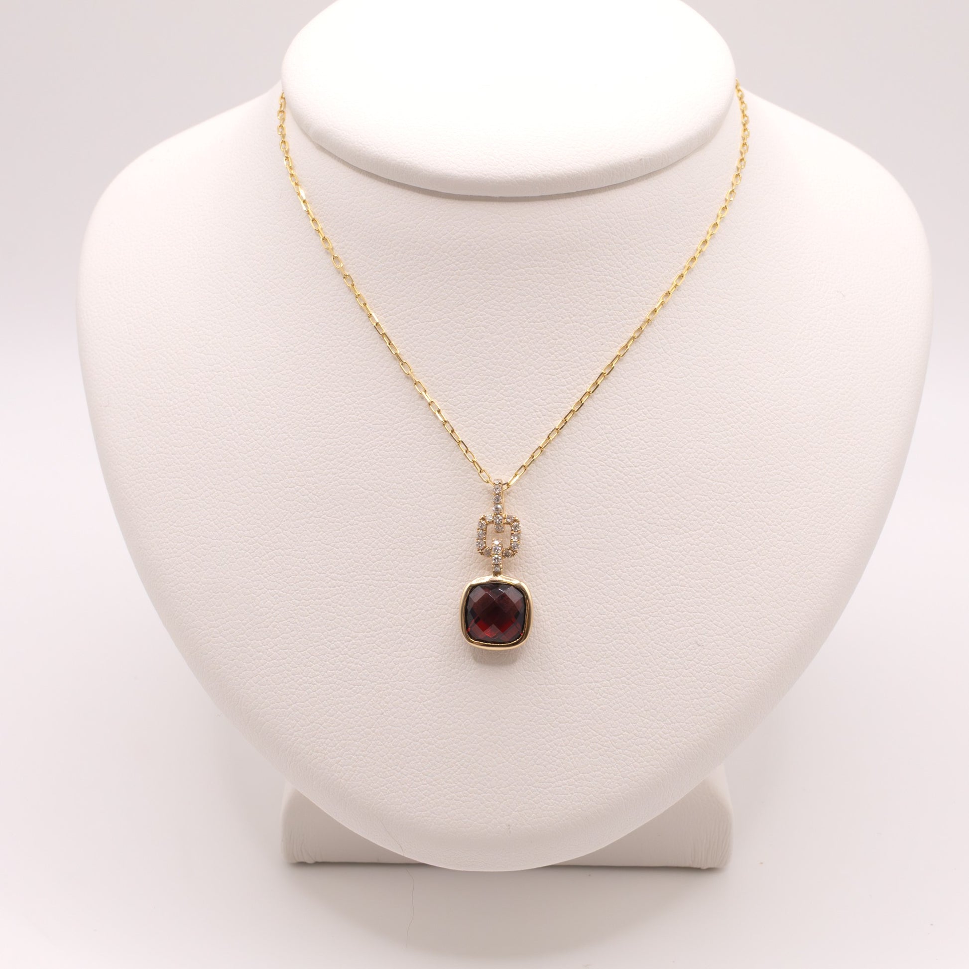 14KYG Garnet and Diamond Geometric Necklace