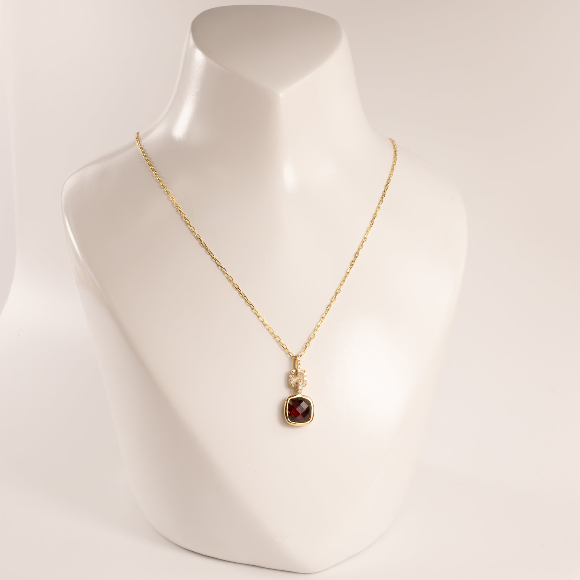 14KYG Garnet and Diamond Geometric Necklace