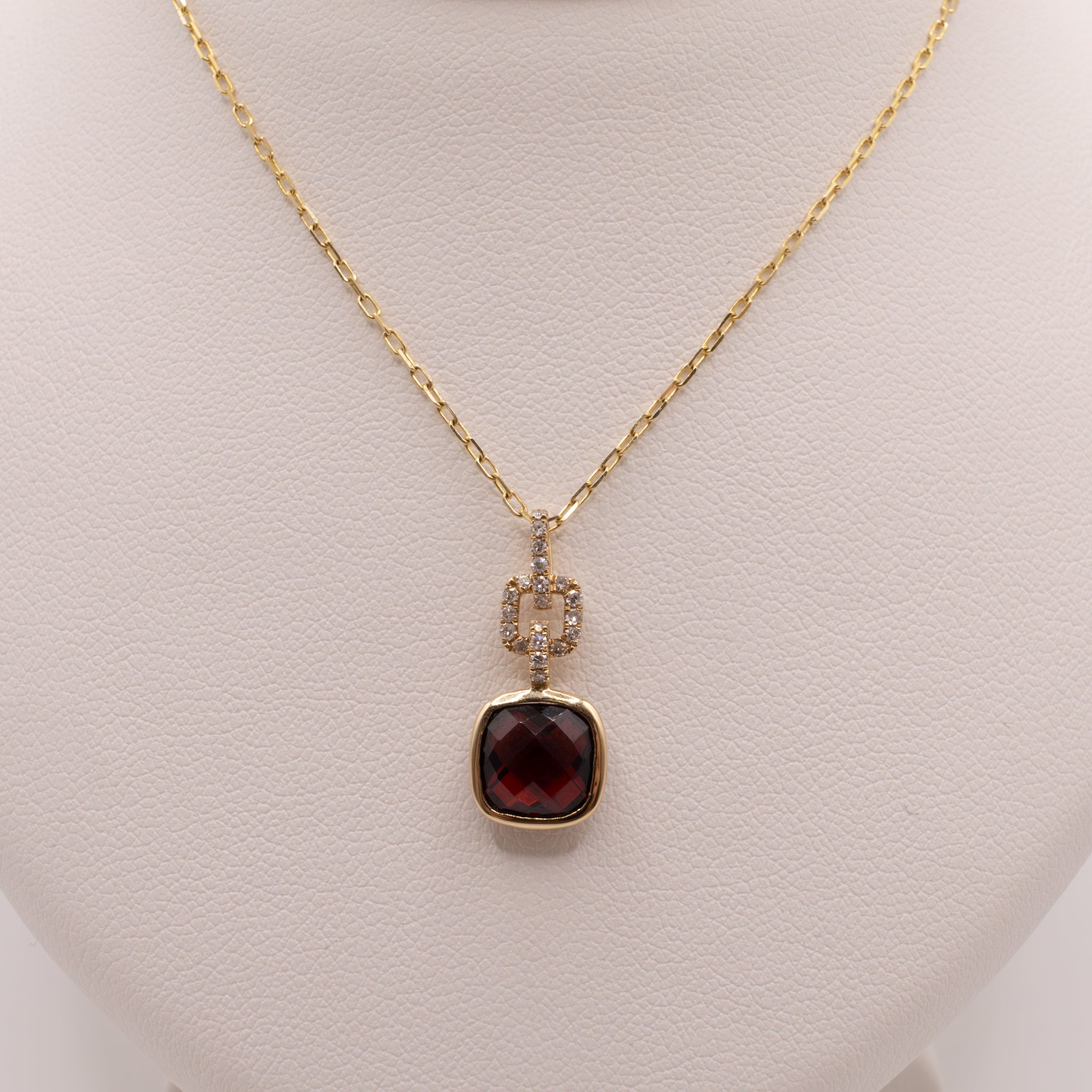 14KYG Garnet and Diamond Geometric Necklace