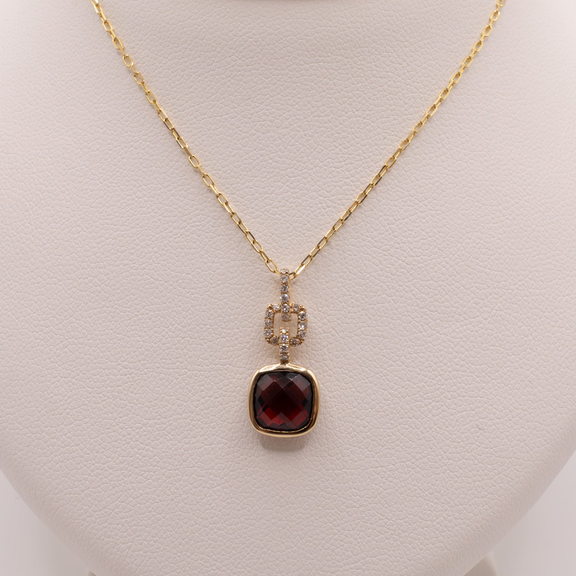 14KYG Garnet and Diamond Geometric Necklace