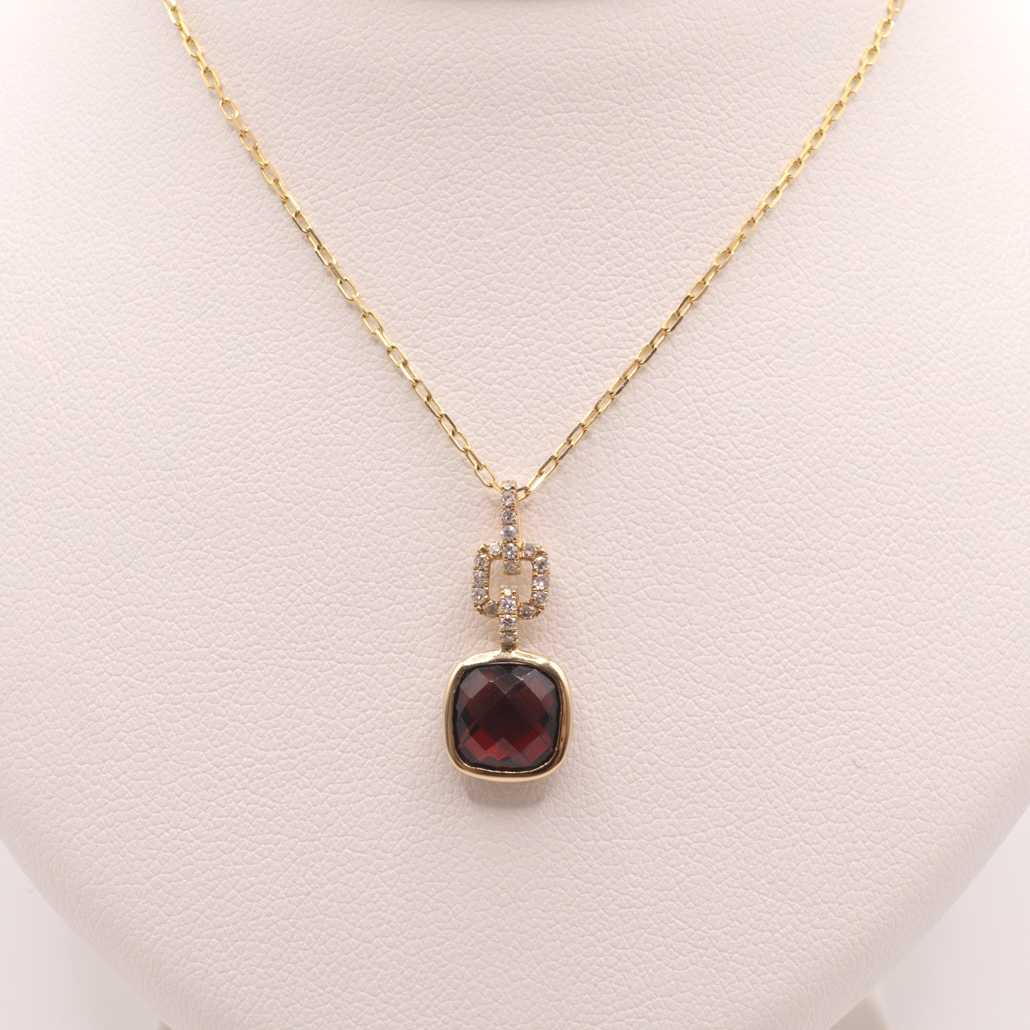 14KYG Garnet and Diamond Geometric Necklace