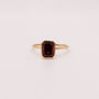 14KYG Garnet Emerald Cut Bezel Set Ring