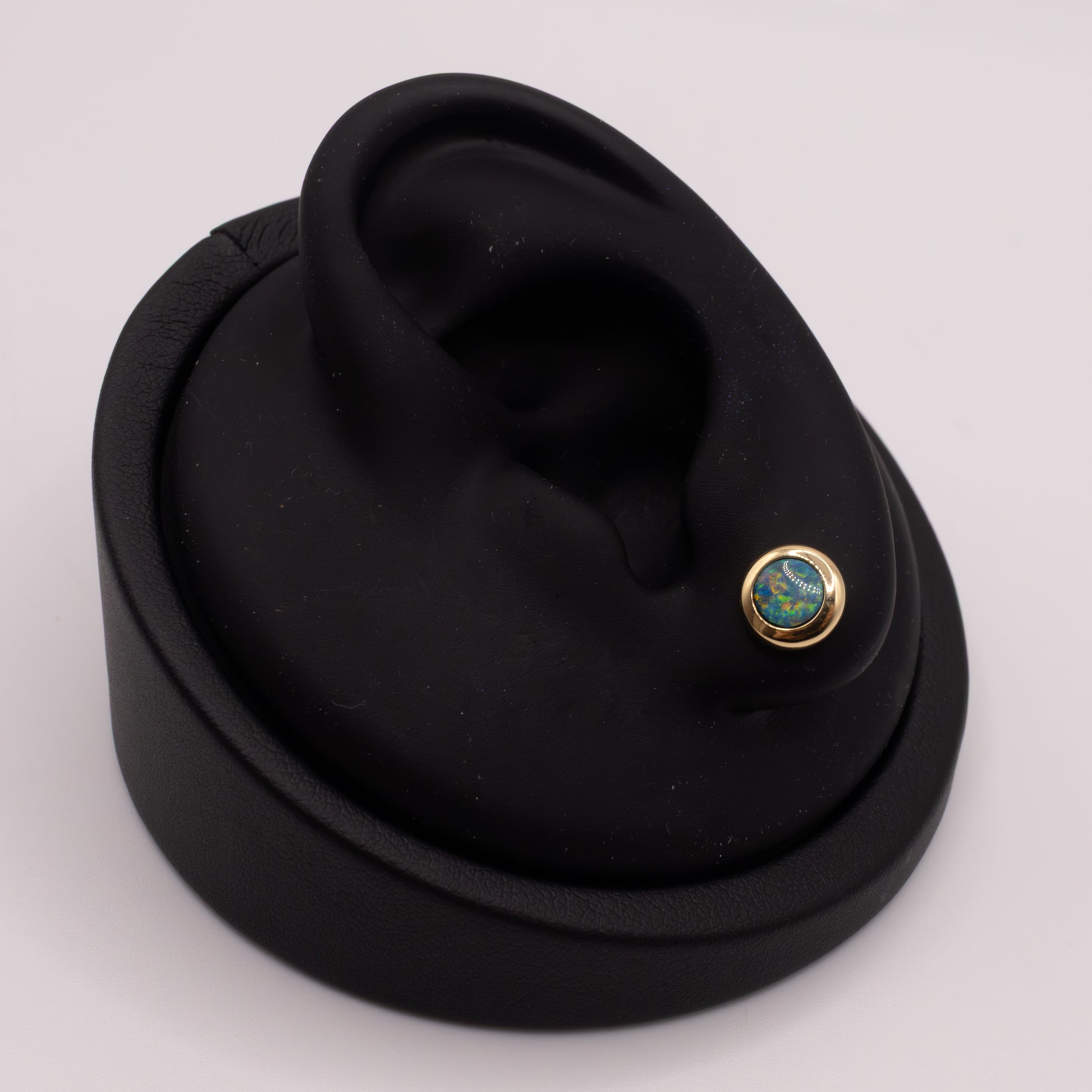 14KYG Opal Round Bezel Set Studs