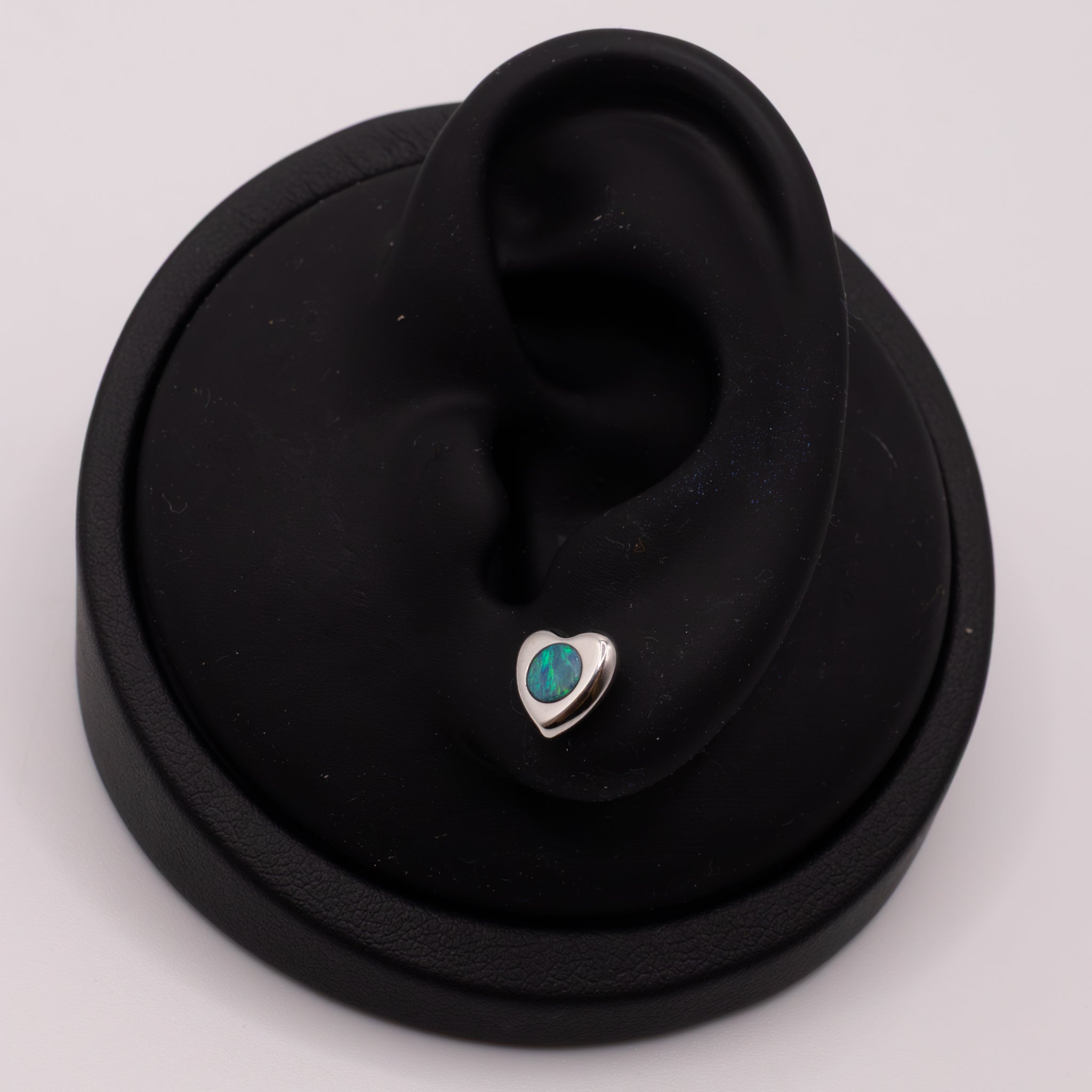 18KWG Opal Flush Set Heart Stud Earrings