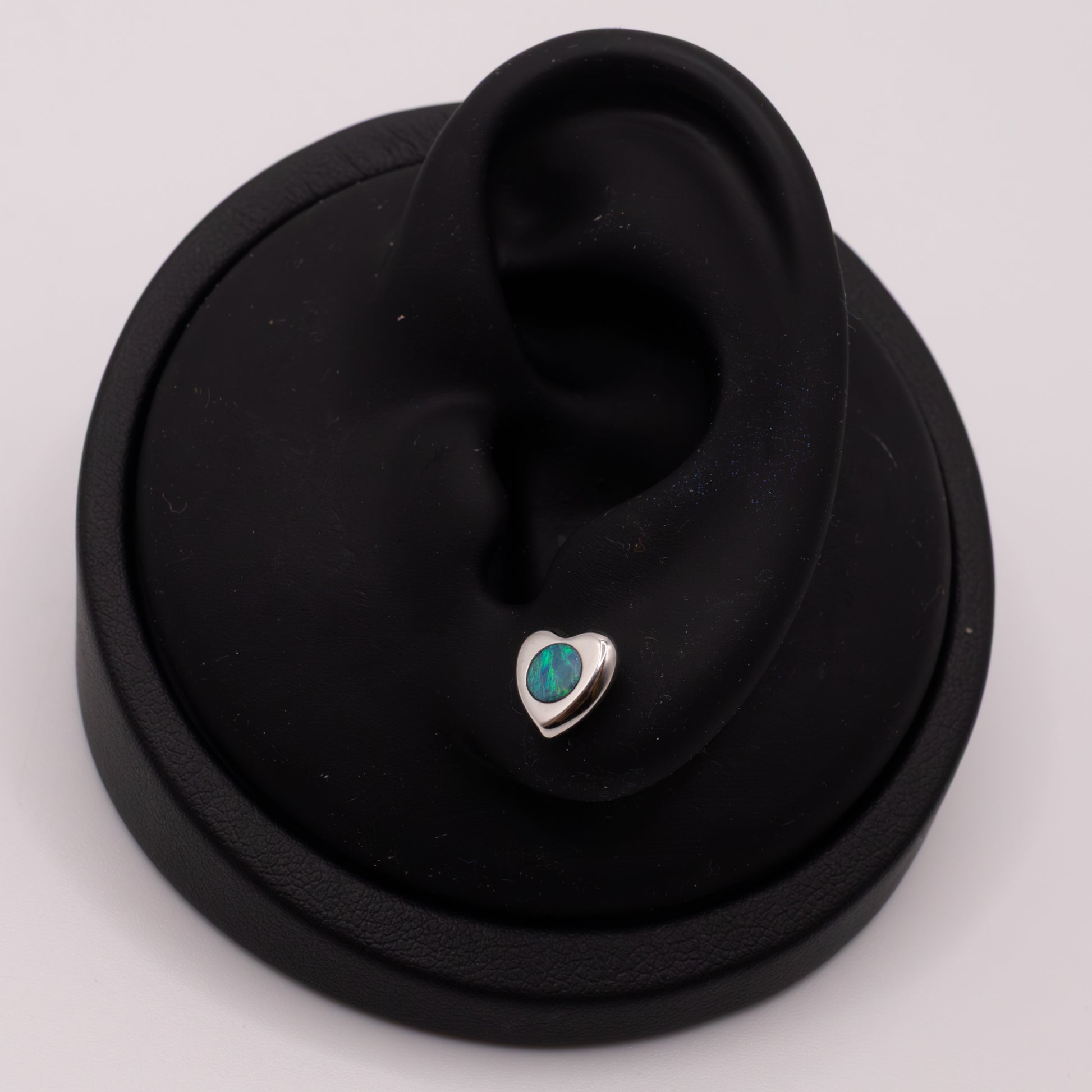 18KWG Opal Flush Set Heart Stud Earrings