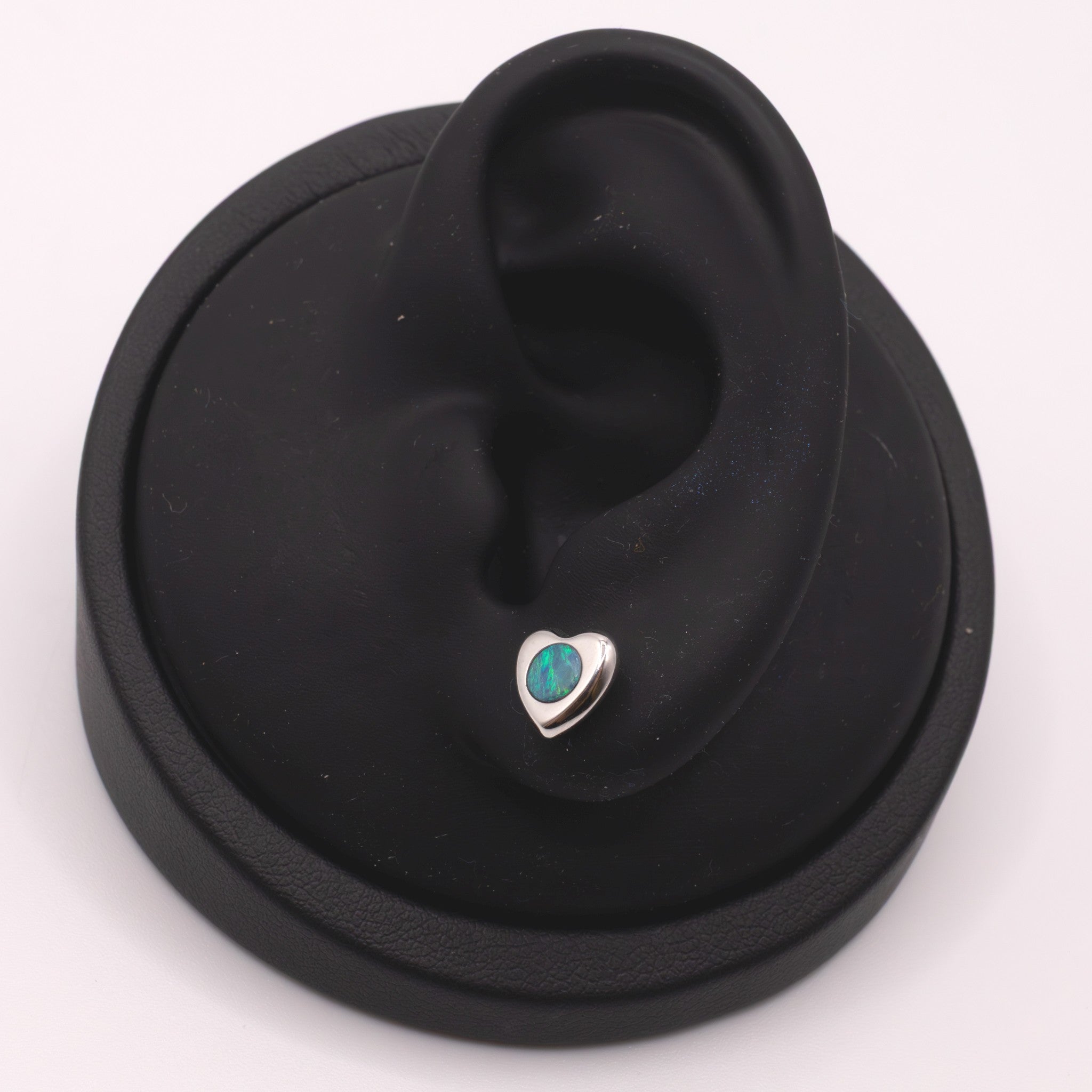 18KWG Opal Flush Set Heart Stud Earrings