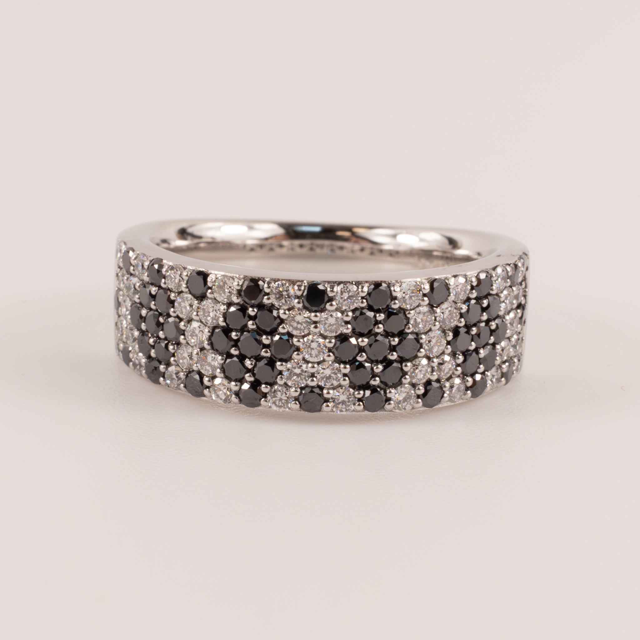 18KWG Black and White Diamond Wide Band