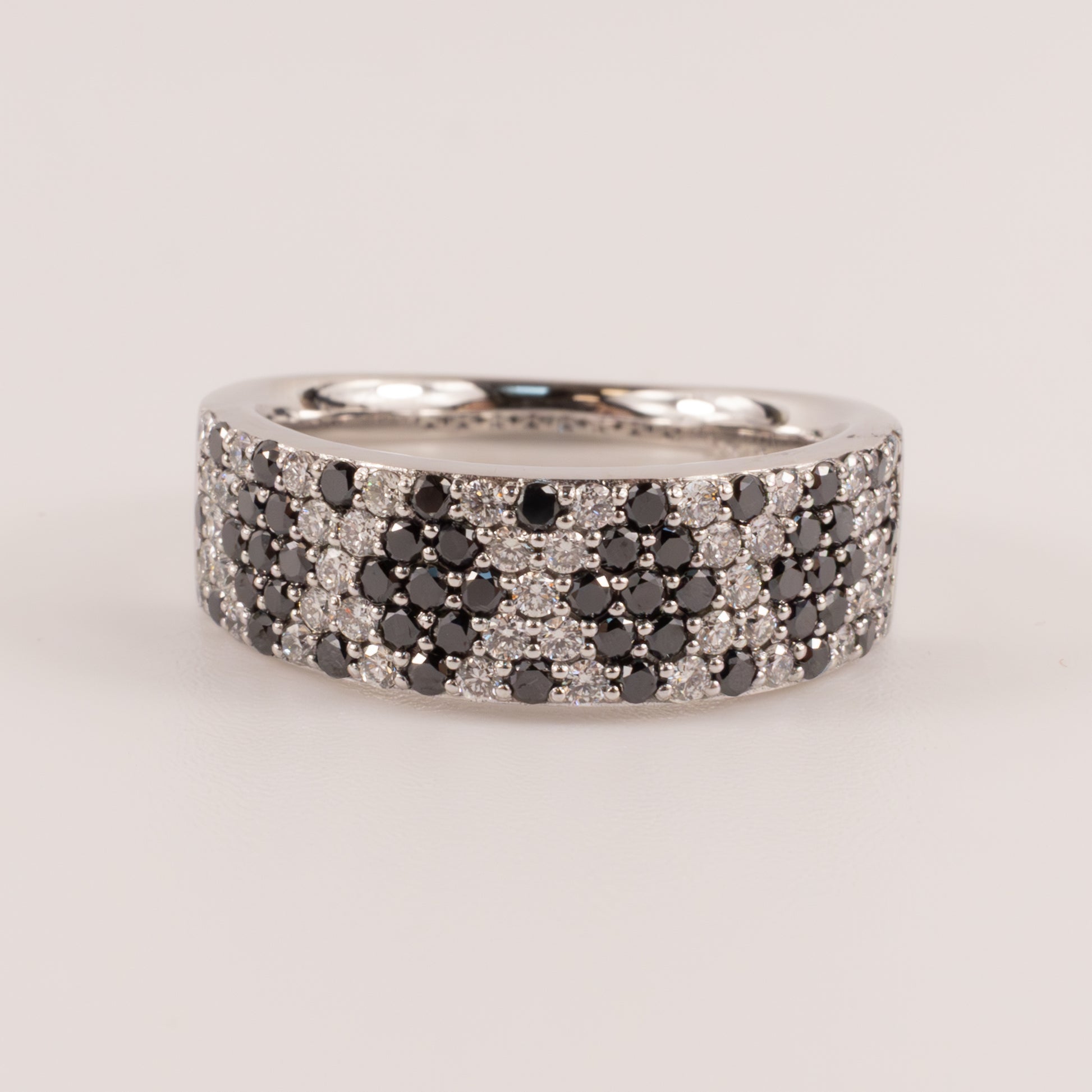 18KWG Black and White Diamond Wide Band