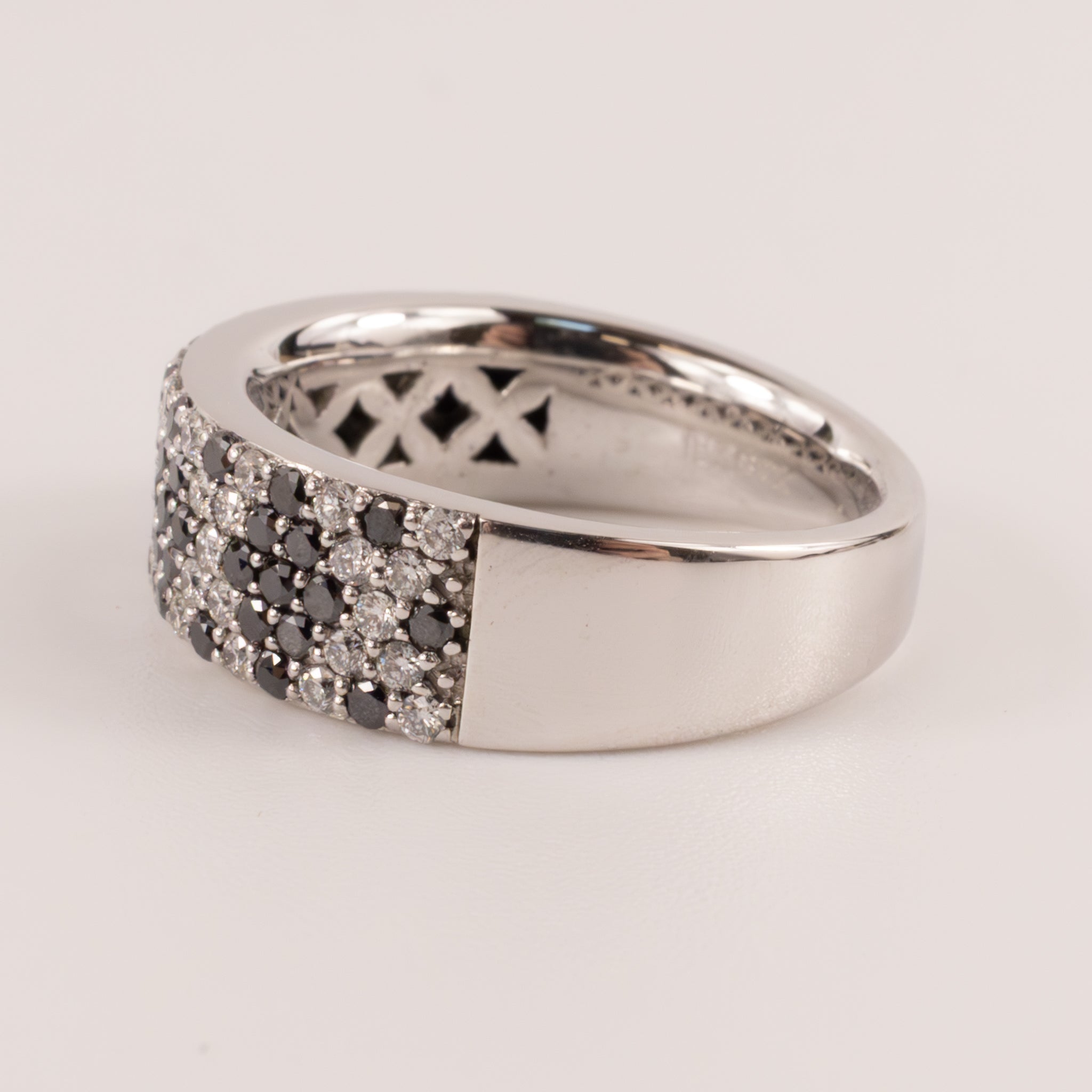 18KWG Black and White Diamond Wide Band