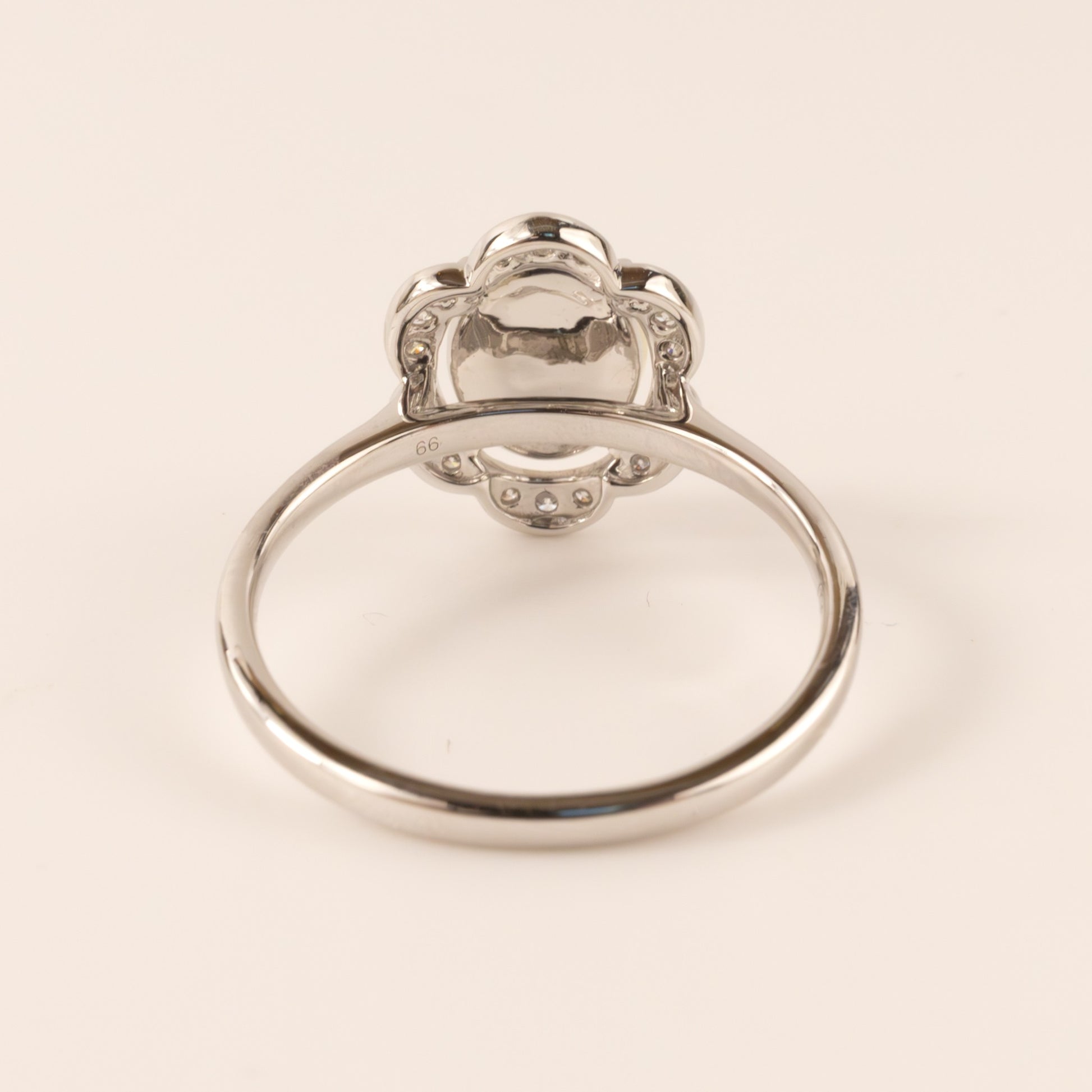 14KWG Opal Oval and Flower Diamond Halo Ring