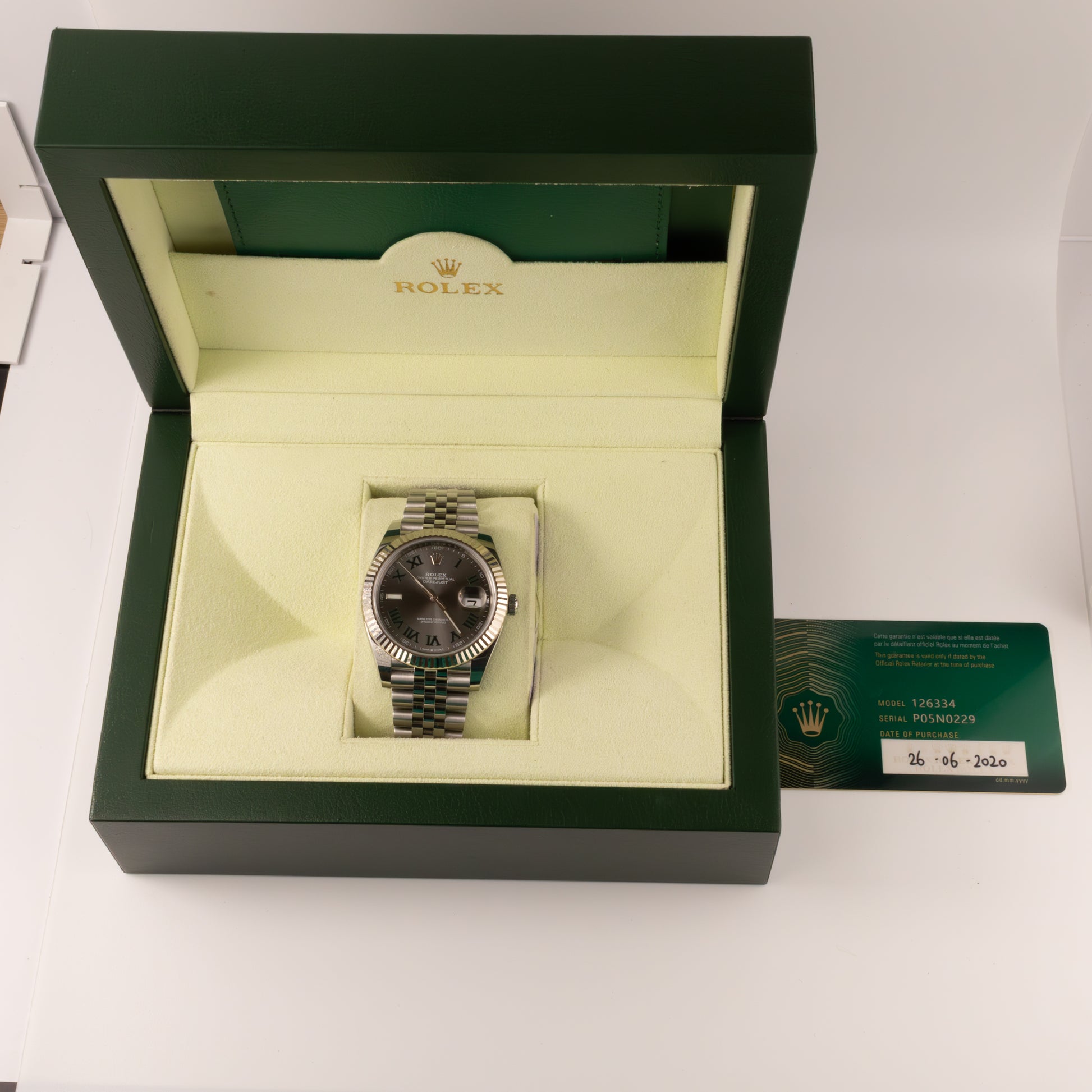 Rolex Datejust Green Roman Numeral Stainless Steel and 18KWG Watch