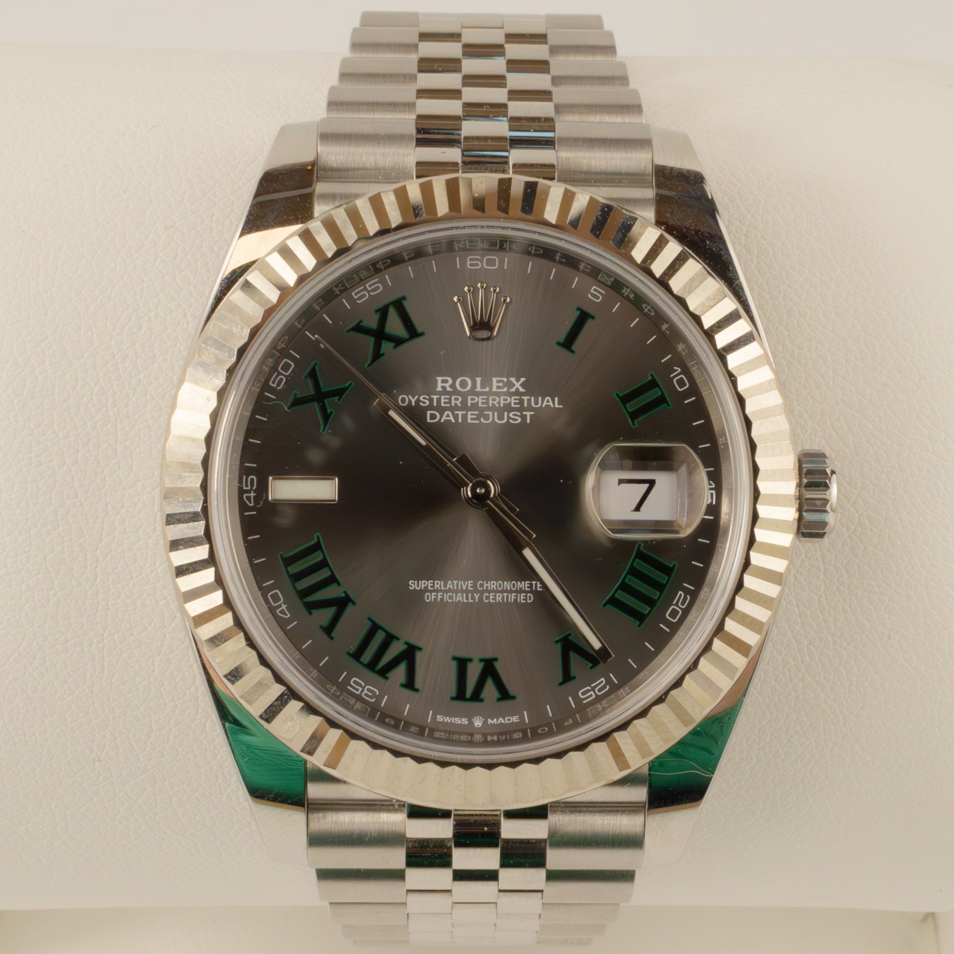 Rolex Datejust Green Roman Numeral Stainless Steel and 18KWG Watch