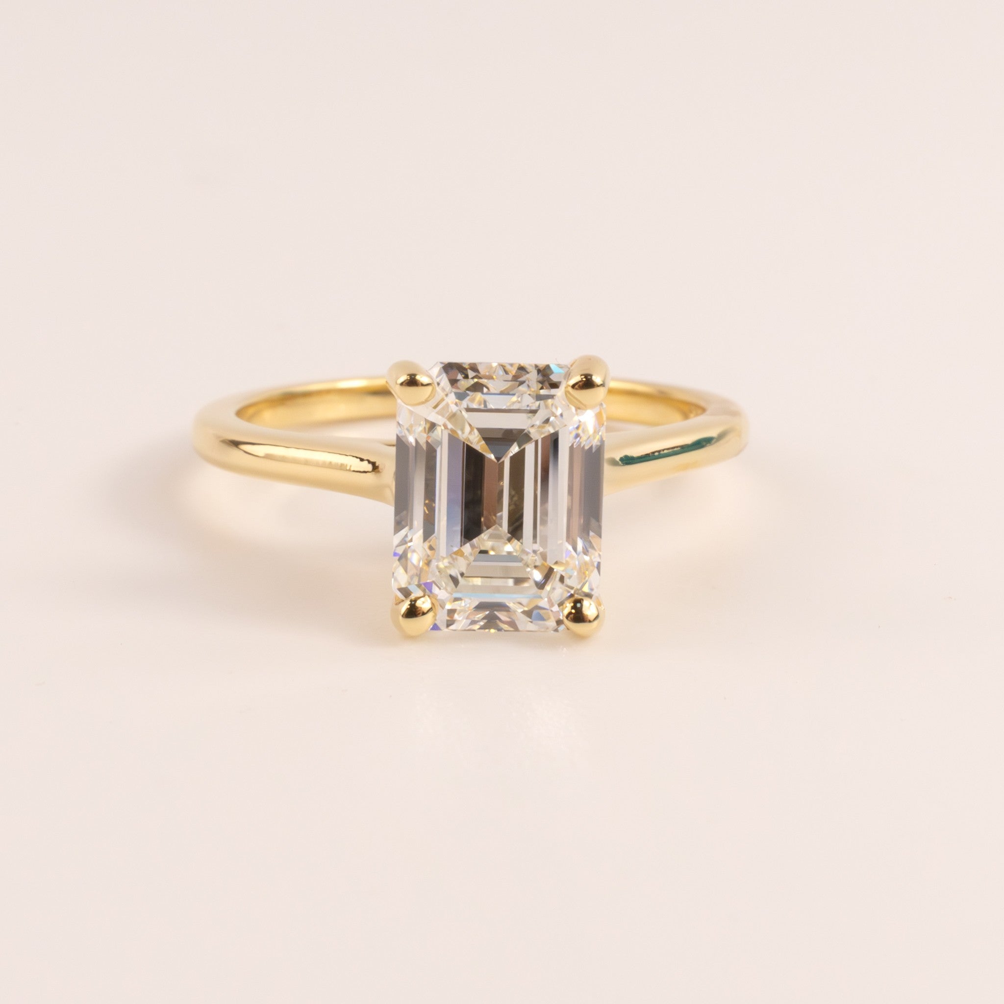 18KYG Emerald Cut Diamond 2.50ct Solitaire Engagement Ring