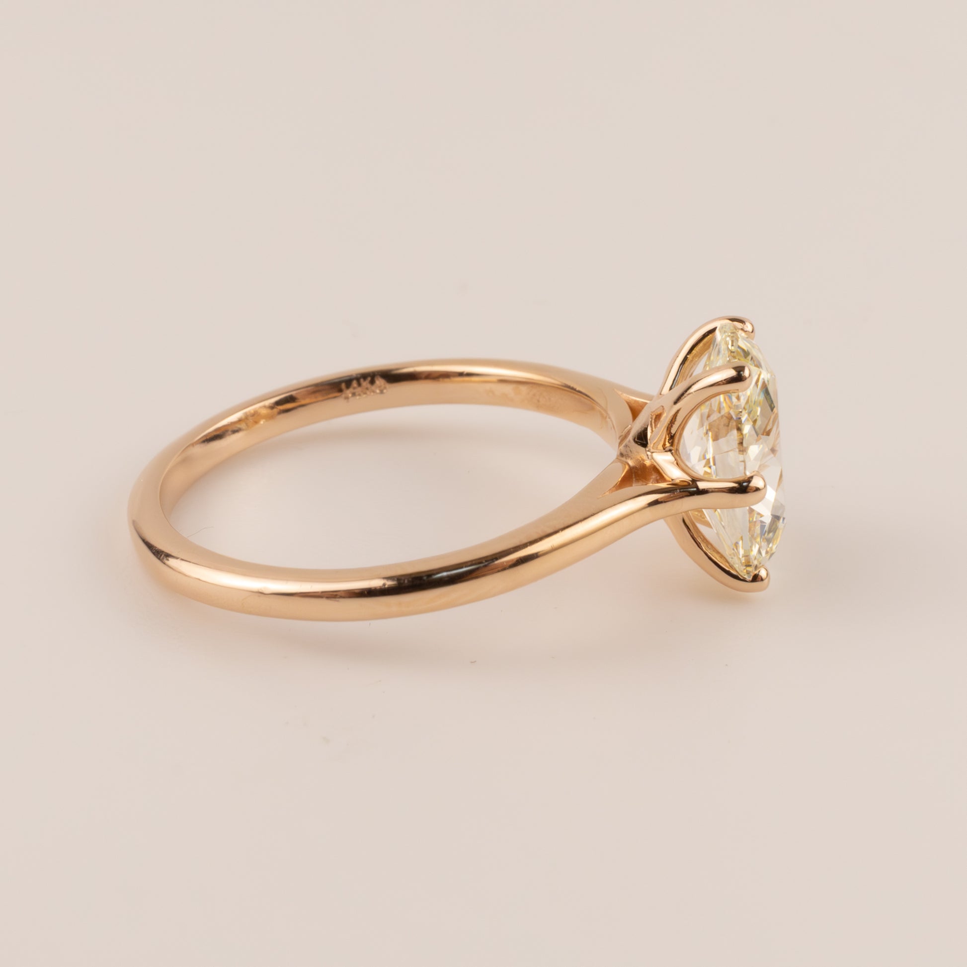 14KRG Oval Diamond 2.02ct Solitaire Engagement Ring