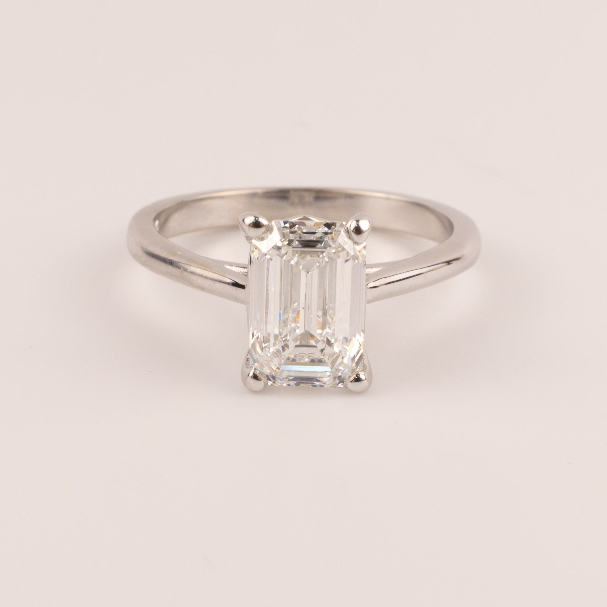 14KWG Emerald Cut Diamond 2.01ct Solitaire Engagement Ring
