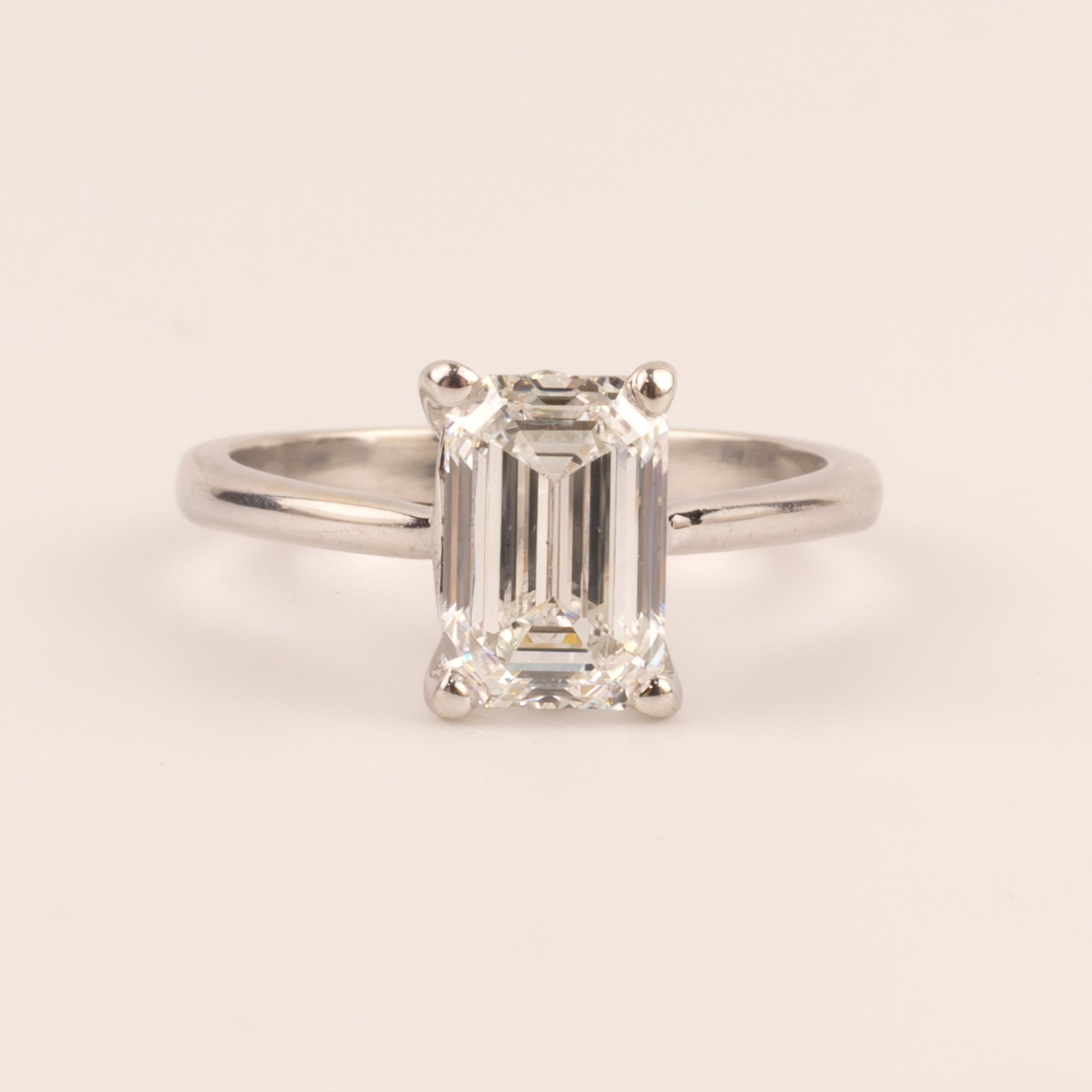 14KWG Emerald Cut Diamond 2.01ct Solitaire Engagement Ring