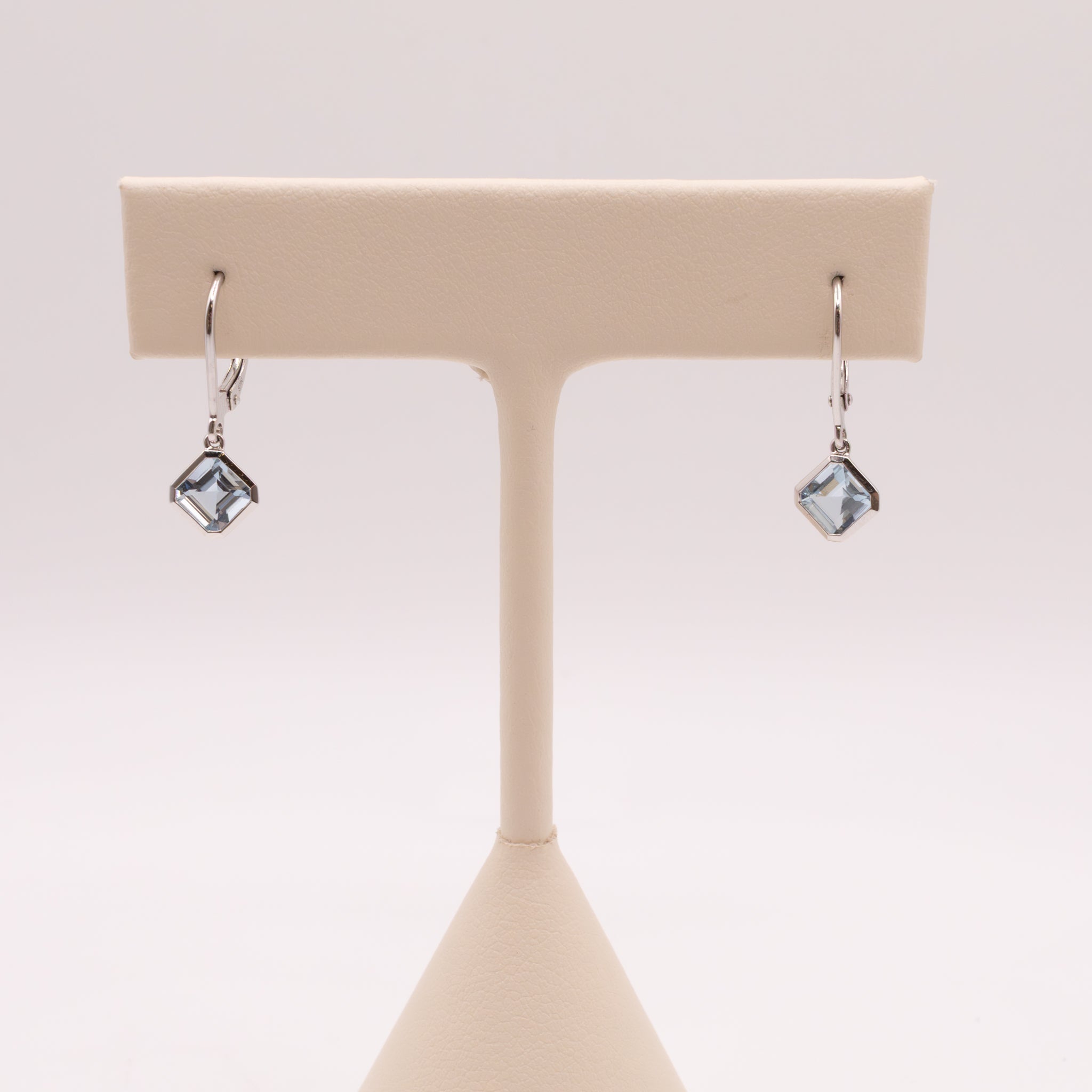 14KWG Aquamarine Drop Dangle Earrings