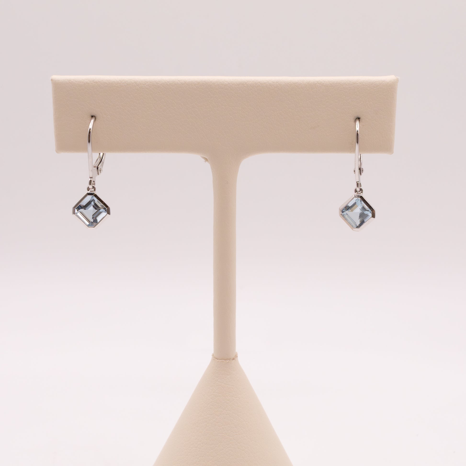 14KWG Aquamarine Drop Dangle Earrings