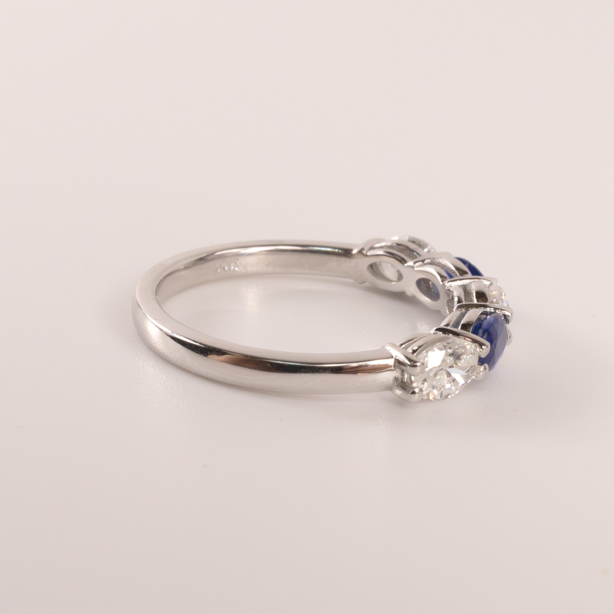 14KWG Blue Sapphire 0.50cttw and Diamond 0.72cttw Oval 5-Stone Alternating Anniversary Band