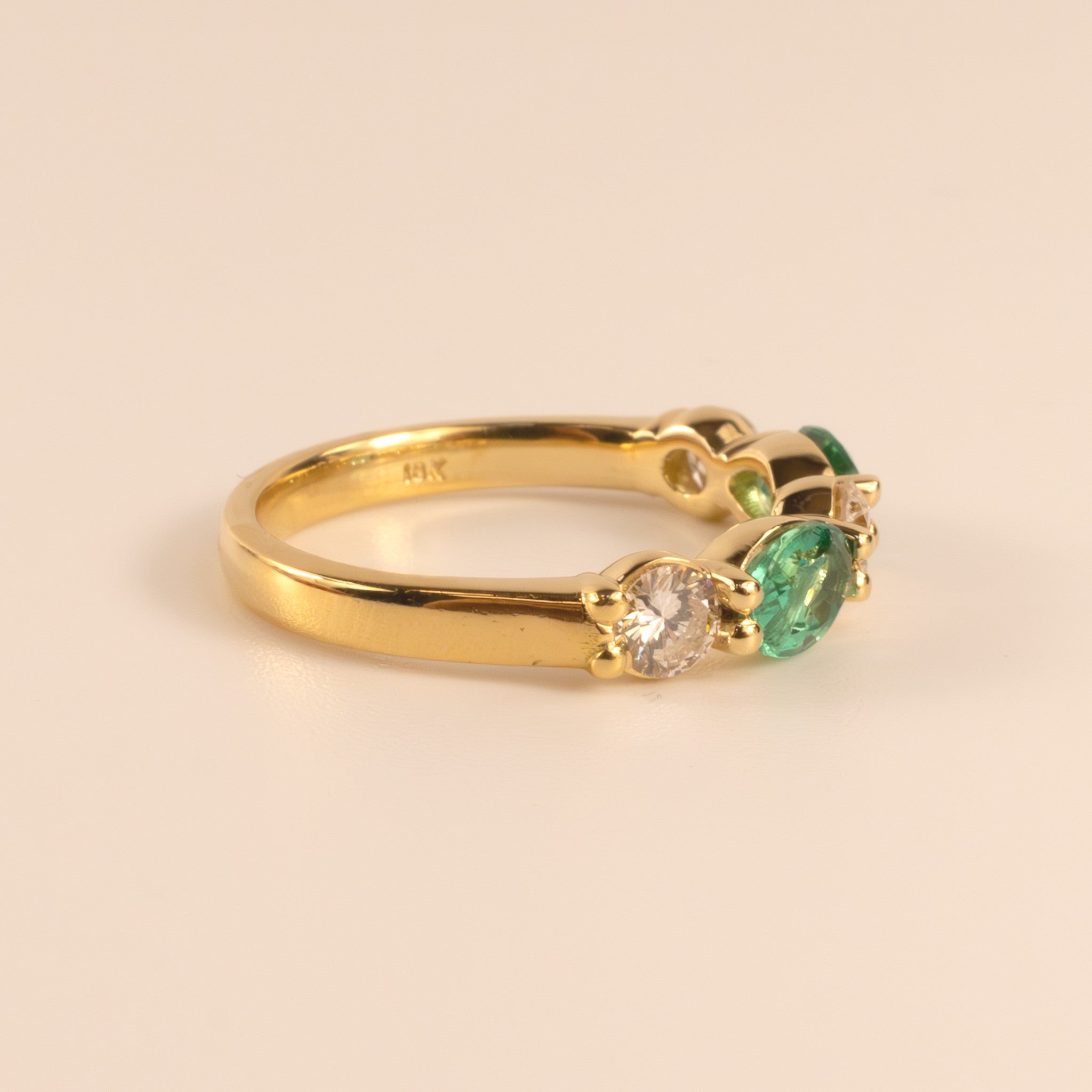 18KYG Emerald 0.81cttw and Diamond 0.54cttw Alternating Band