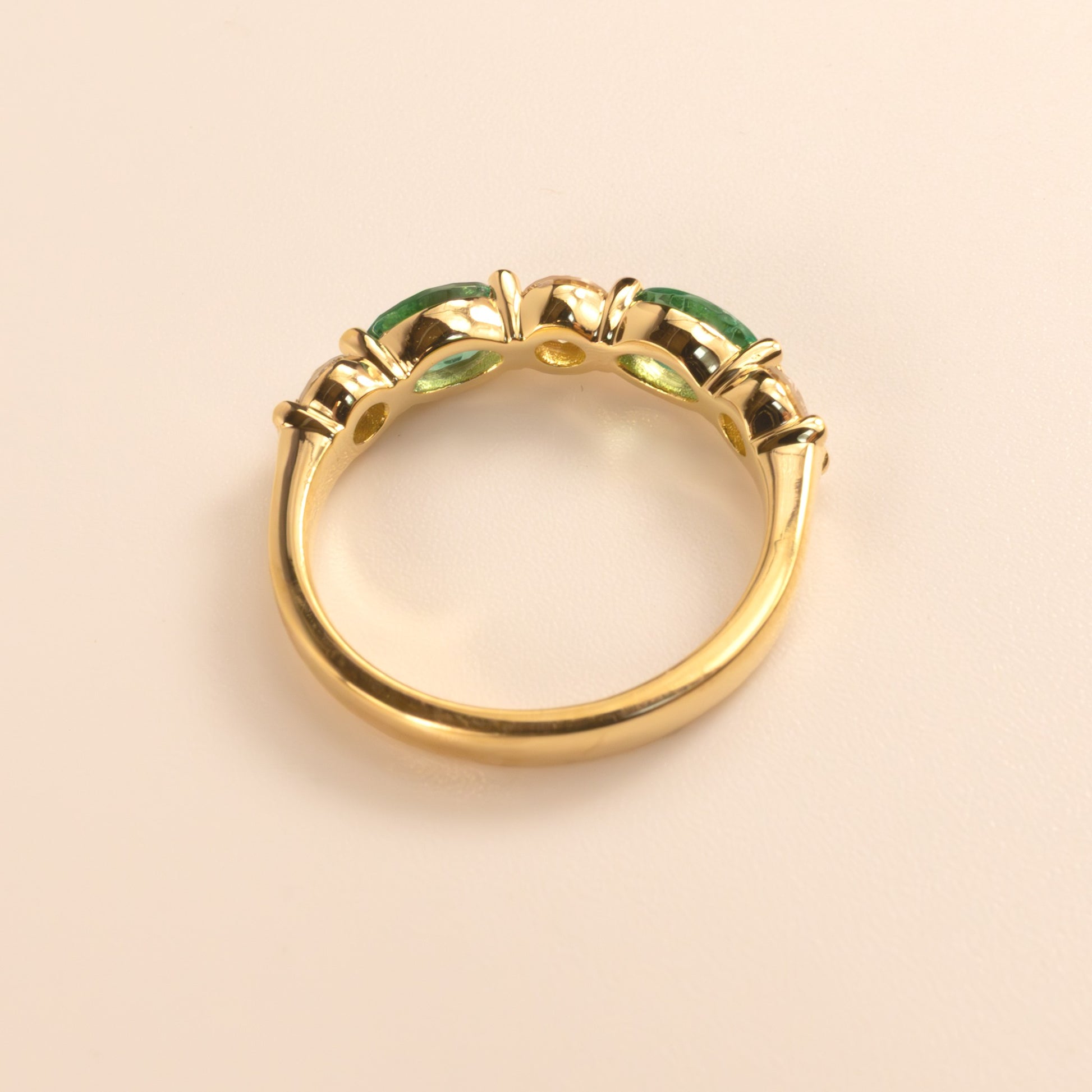 18KYG Emerald 0.81cttw and Diamond 0.54cttw Alternating Band
