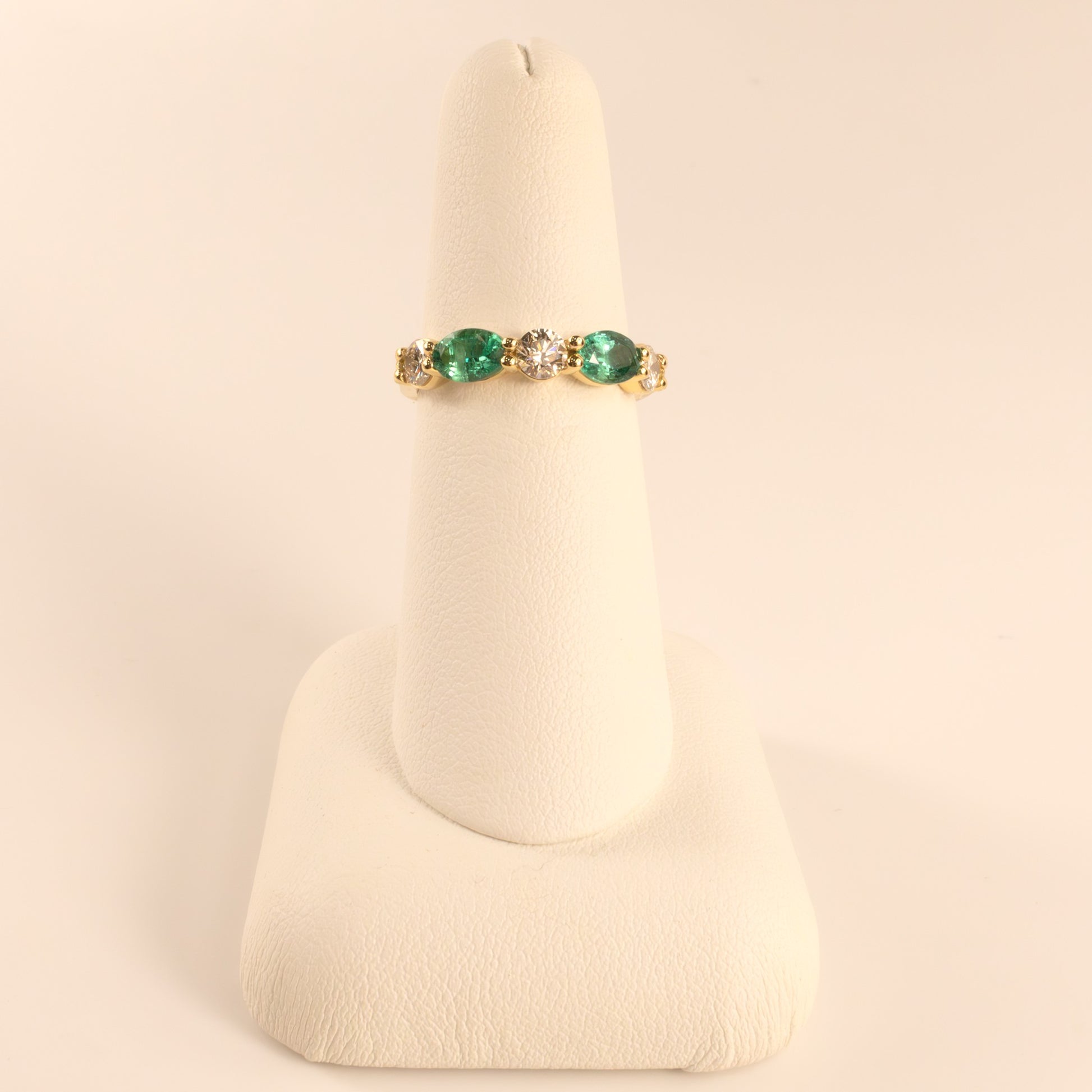 18KYG Emerald 0.81cttw and Diamond 0.54cttw Alternating Band