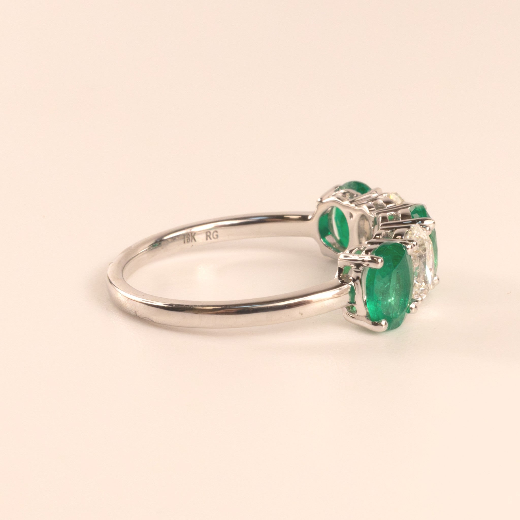 18KWG Emerald 1.22cttw and Diamond 0.80cttw Oval Alternating Band