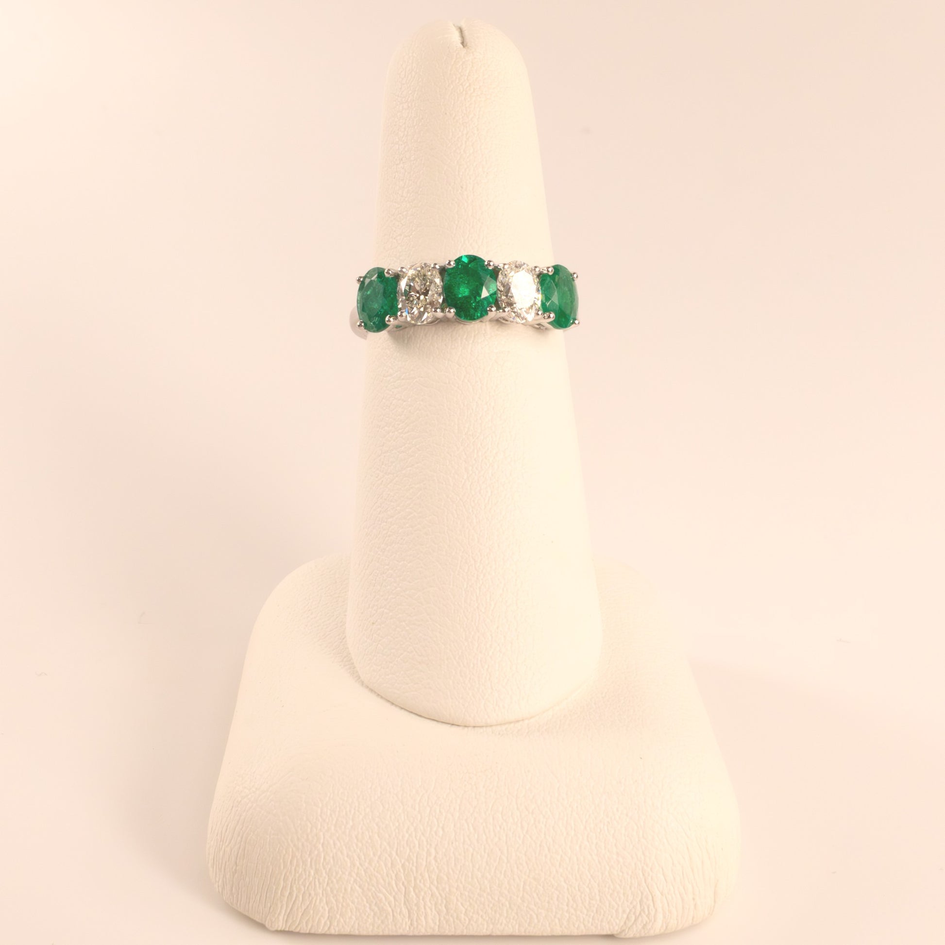 18KWG Emerald 1.22cttw and Diamond 0.80cttw Oval Alternating Band
