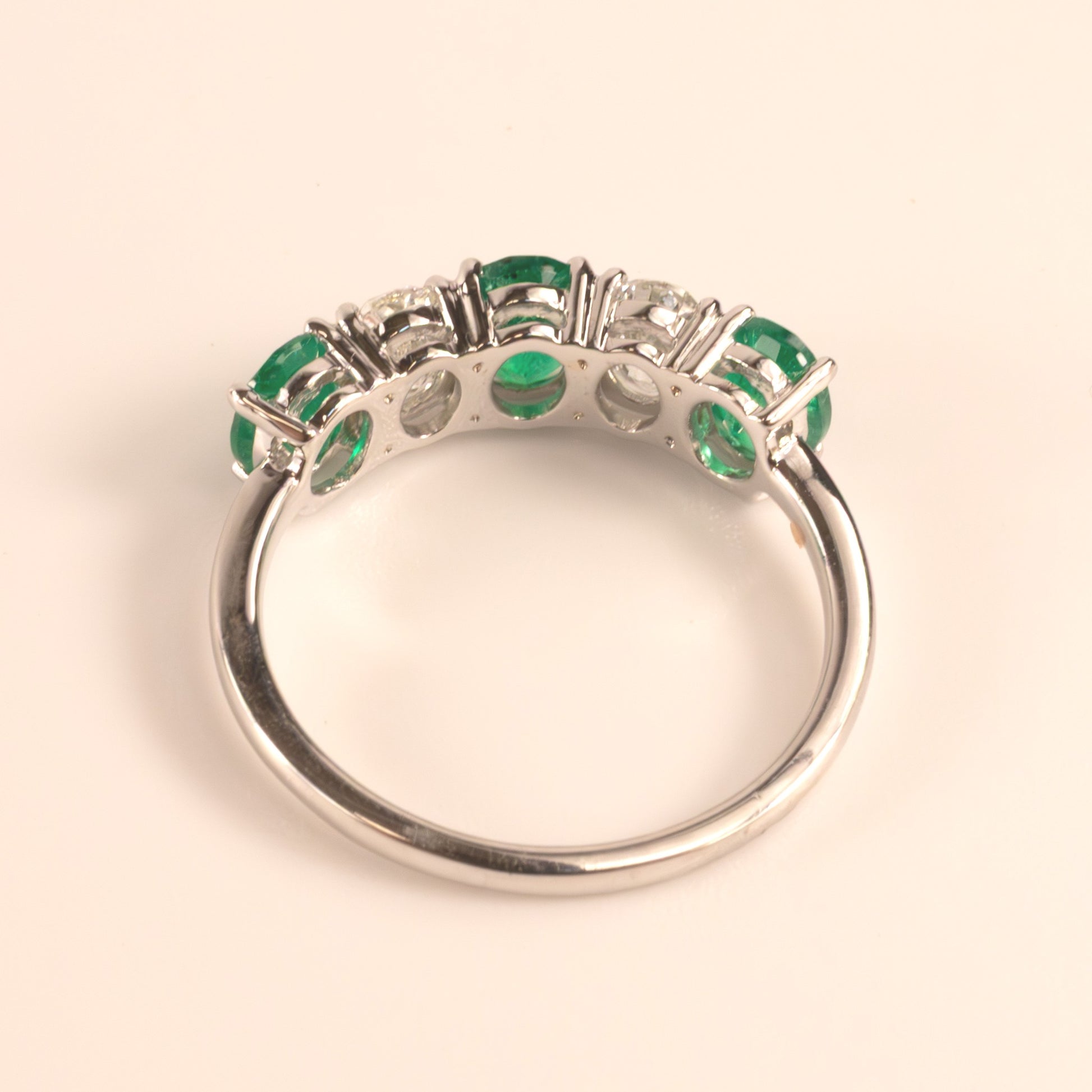 18KWG Emerald 1.22cttw and Diamond 0.80cttw Oval Alternating Band