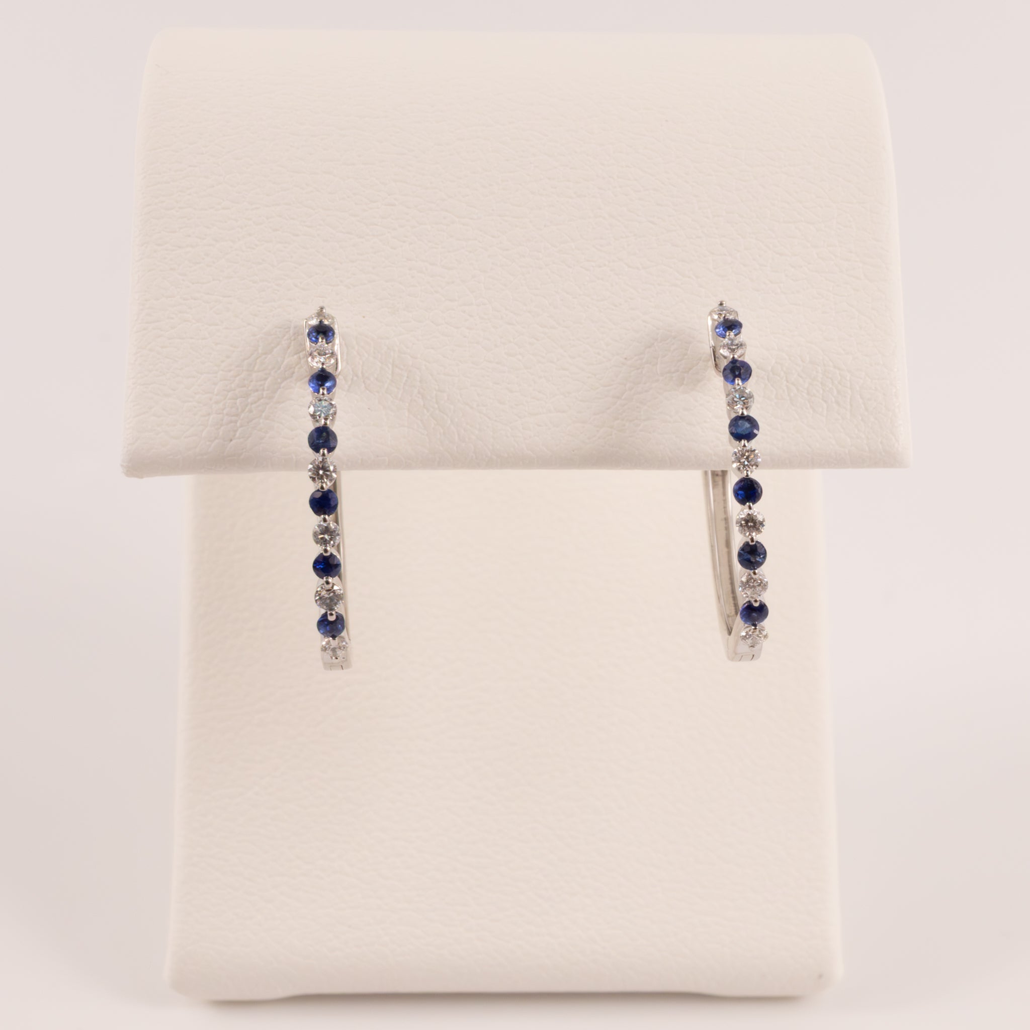 14KWG Sapphire and Diamond Alternating Hoops