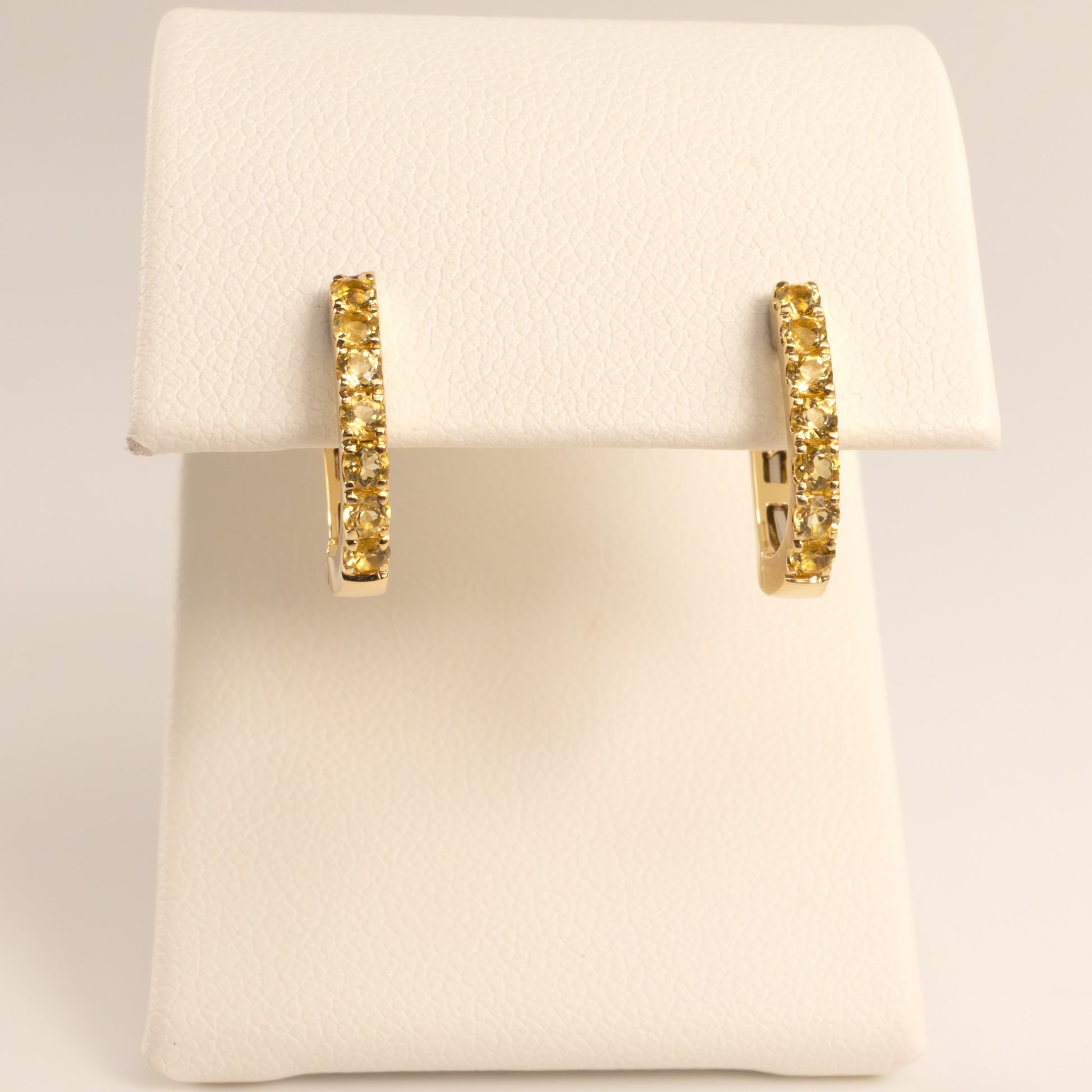 14KYG Light Citrine Huggie Hoop Earrings