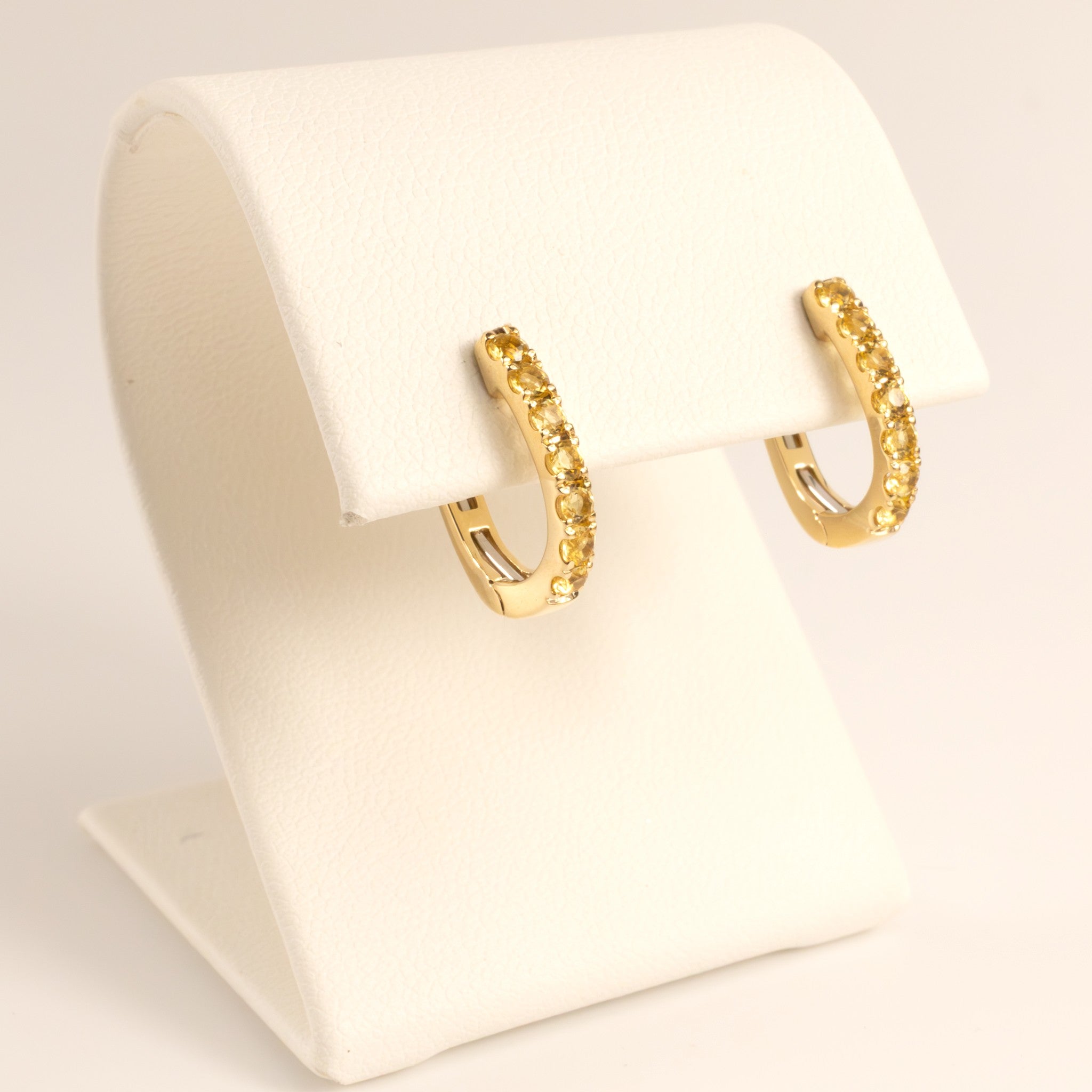 14KYG Light Citrine Huggie Hoop Earrings