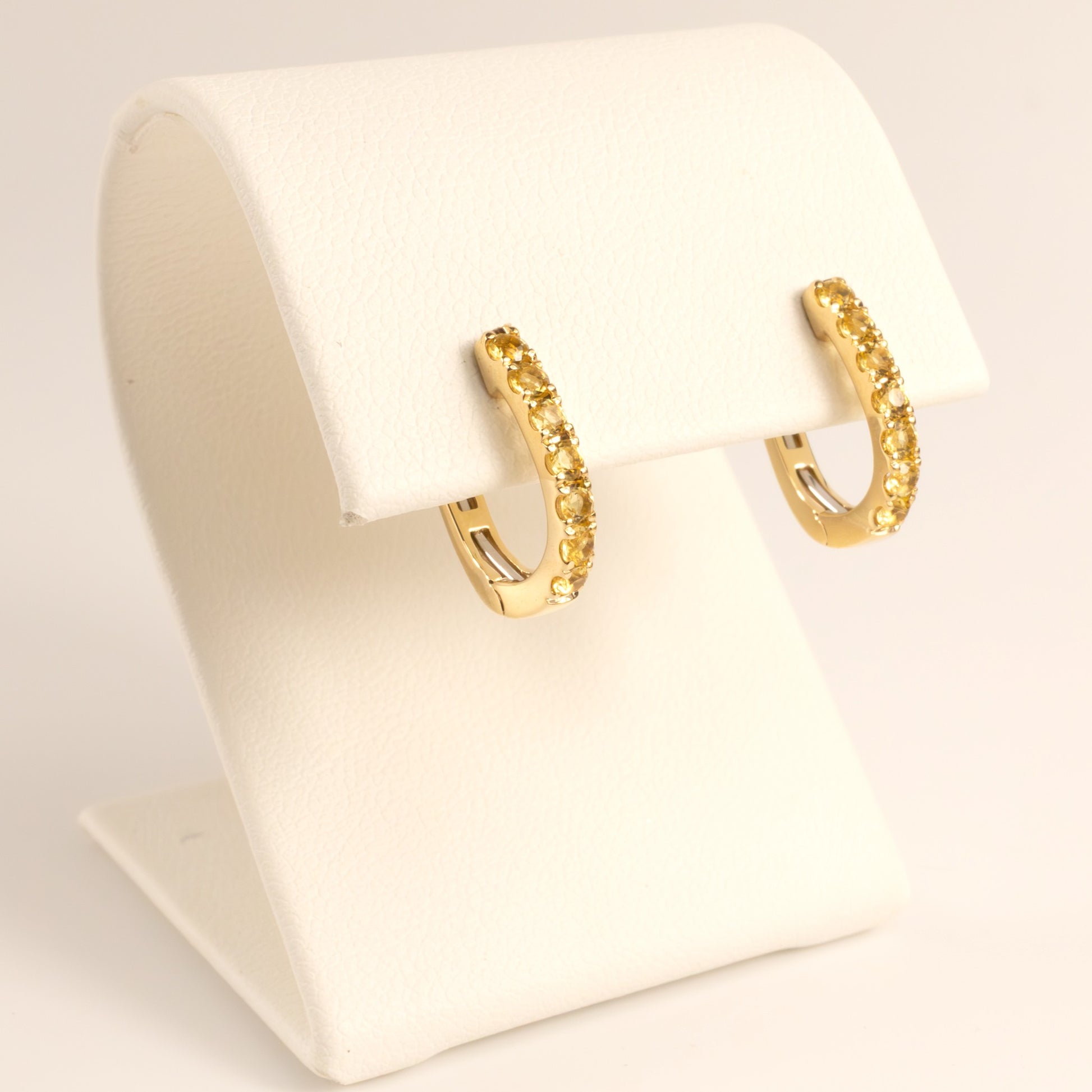 14KYG Light Citrine Huggie Hoop Earrings